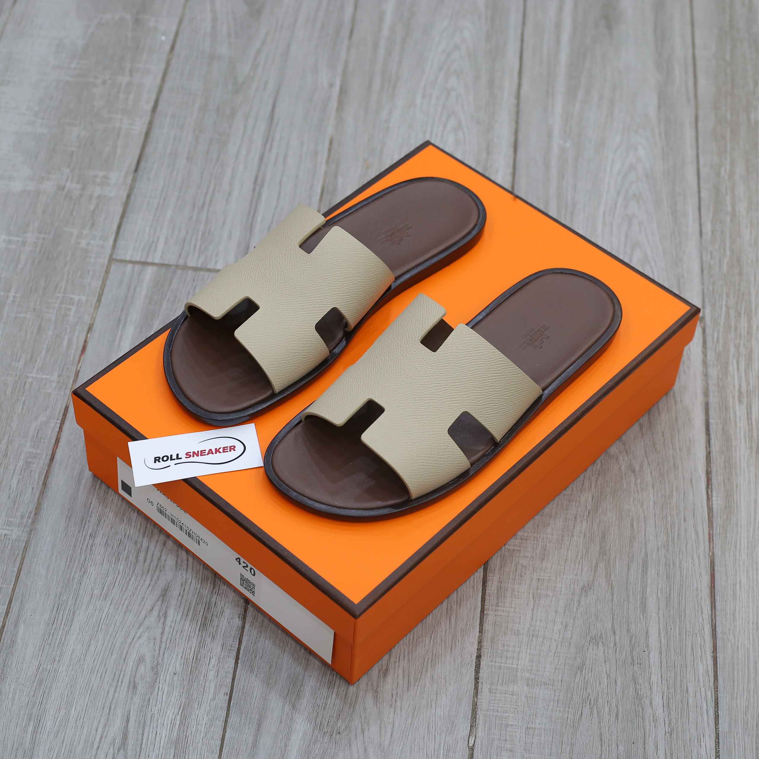 Dép Hermes Blanc Gomme da Epsom Lót Đế Đỏ Mận