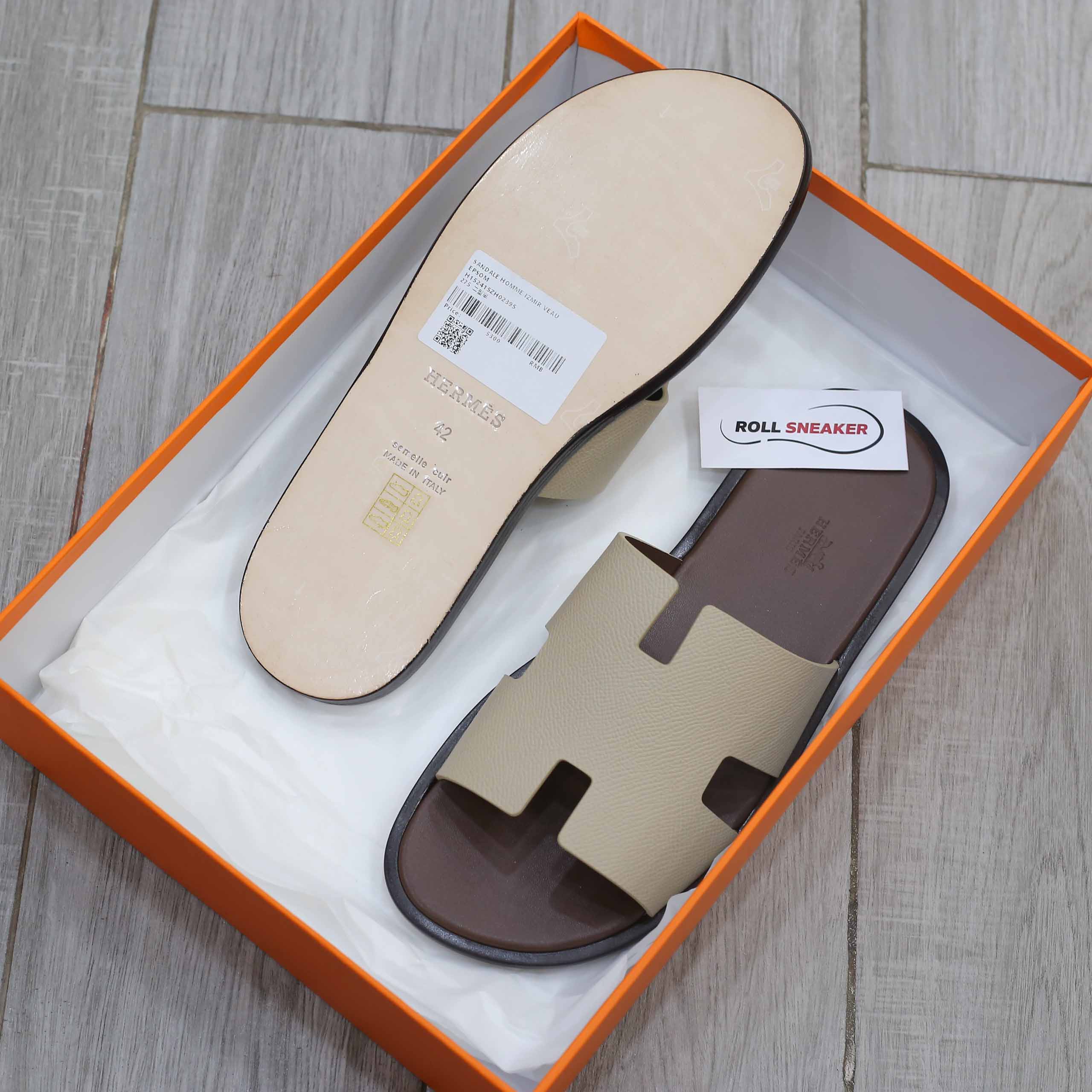 Dép Hermes Blanc Gomme da Epsom Lót Đế Đỏ Mận