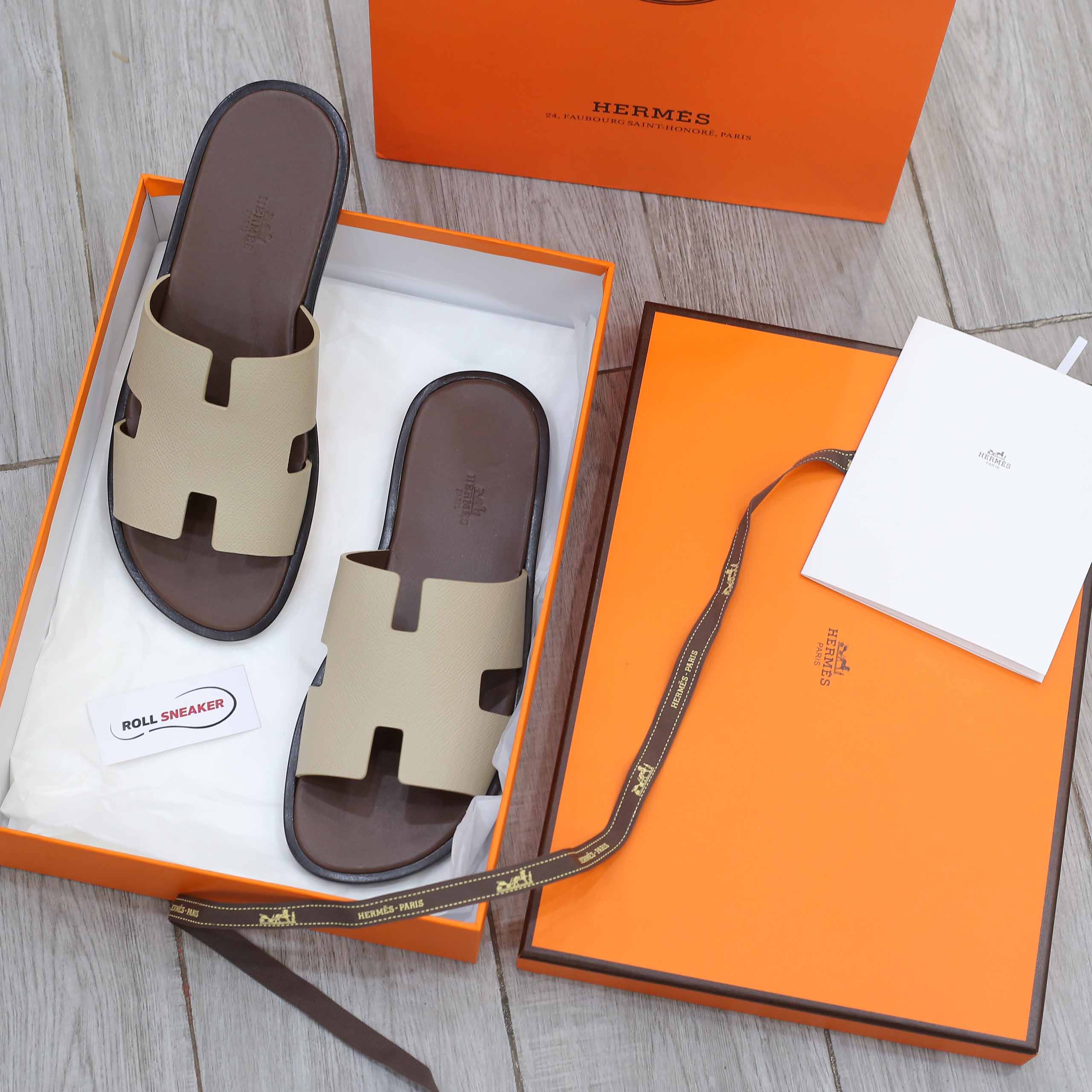Dép Hermes Blanc Gomme da Epsom Lót Đế Đỏ Mận