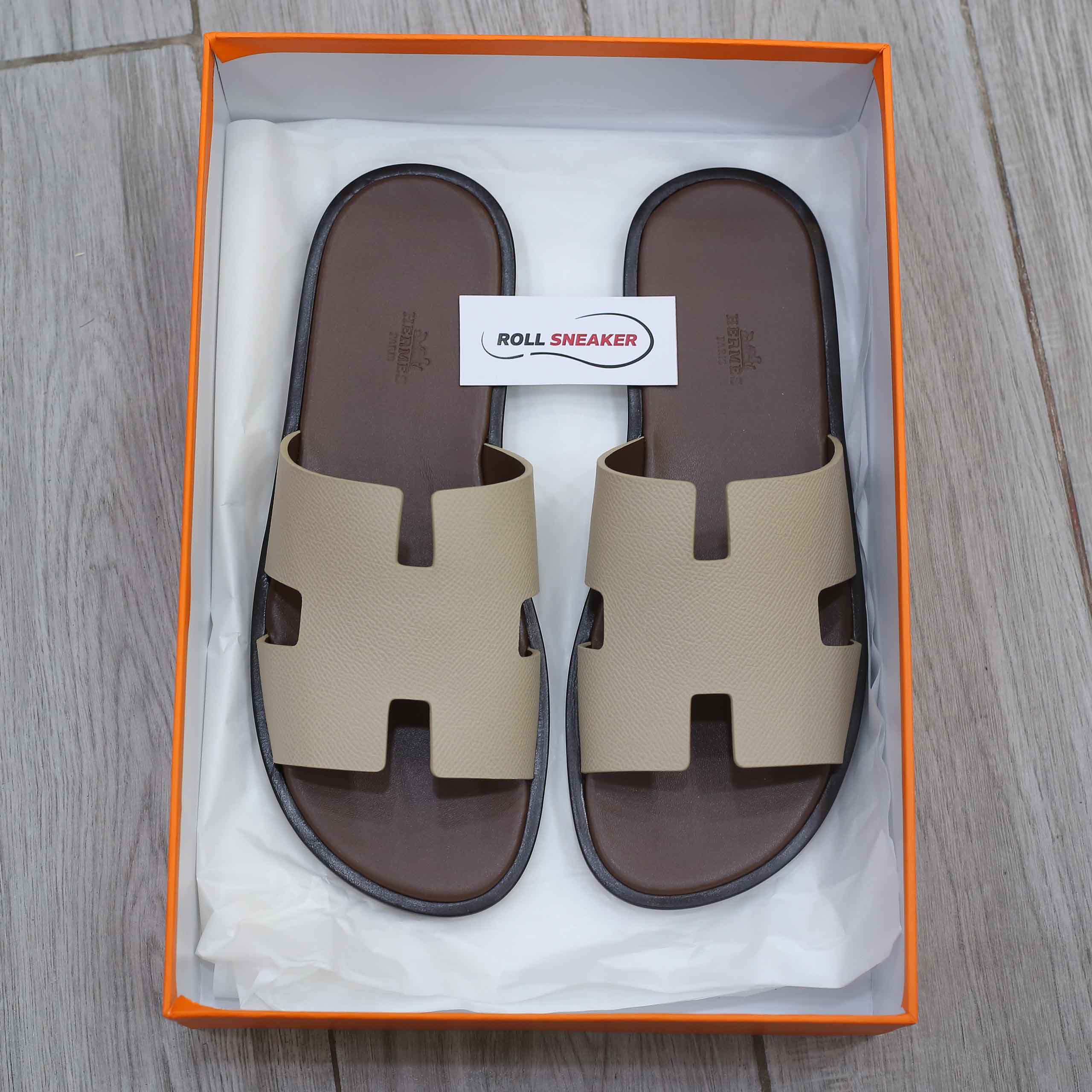 Dép Hermes Blanc Gomme da Epsom Lót Đế Đỏ Mận