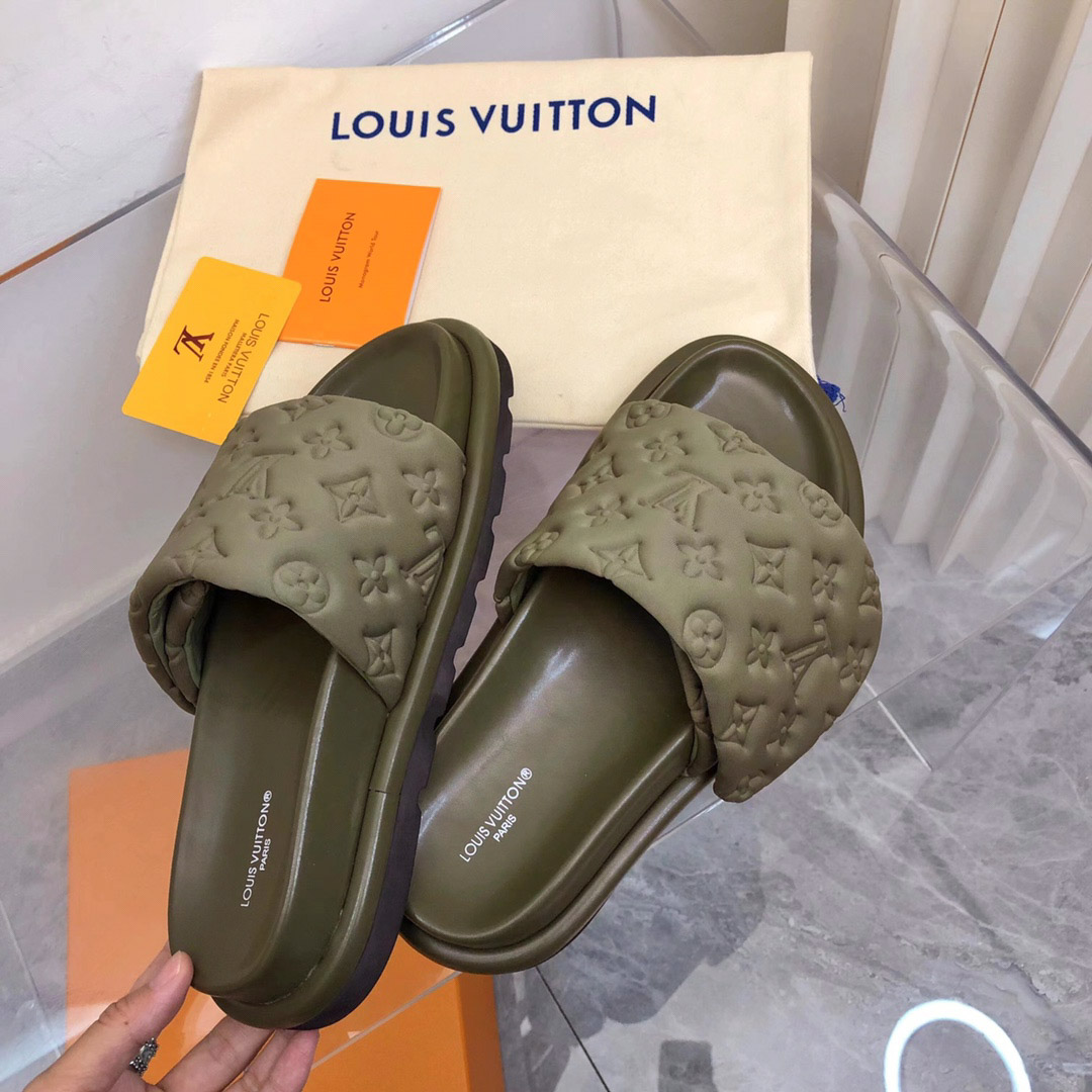 Dép Louis Vuitton Pool Pillow Flat Comfort Mule Brown Best Quality