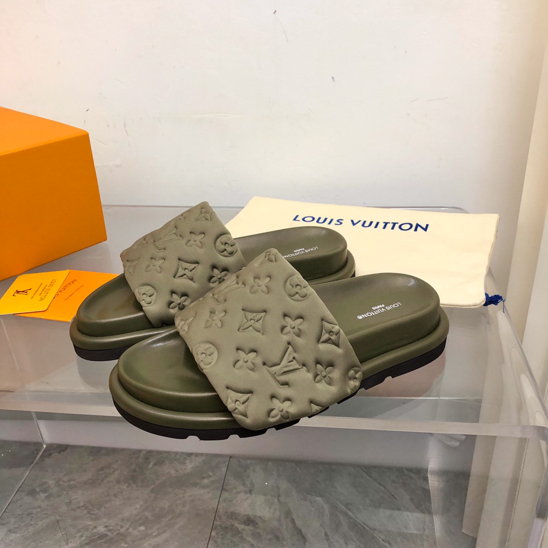 Dép Louis Vuitton Pool Pillow Flat Comfort Mule Brown Best Quality