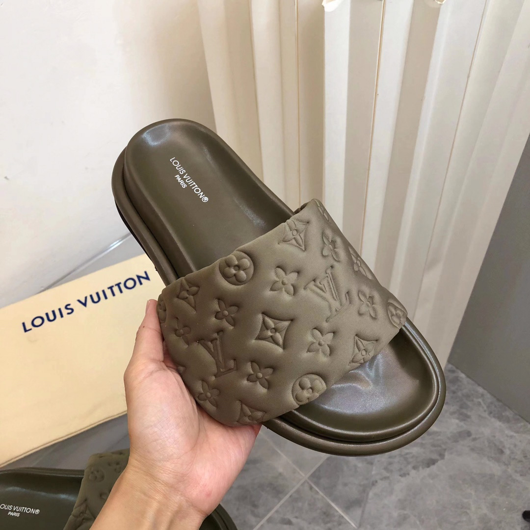 Dép Louis Vuitton Pool Pillow Flat Comfort Mule Brown Best Quality