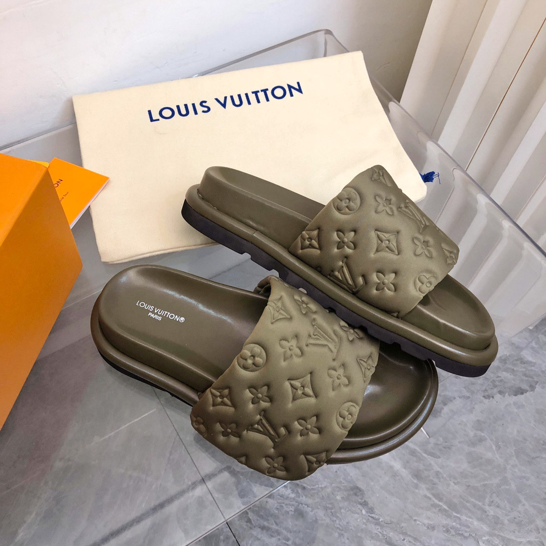Dép Louis Vuitton Pool Pillow Flat Comfort Mule Brown Best Quality