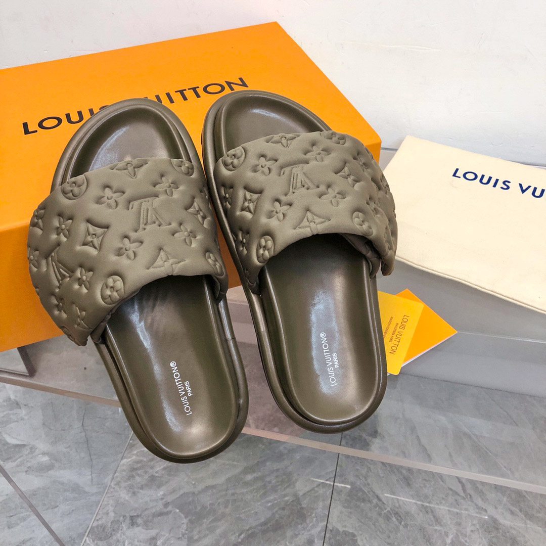 Dép Louis Vuitton Pool Pillow Flat Comfort Mule Brown Best Quality