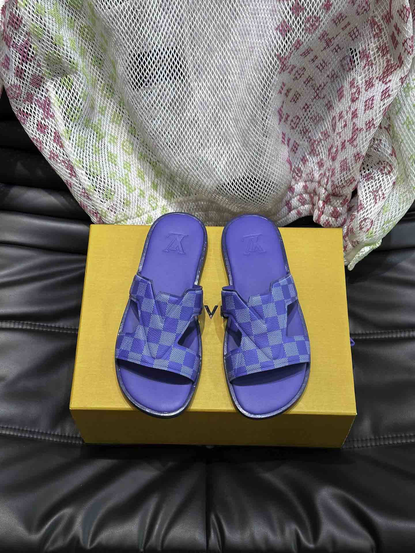 Dép LV Oasis Mule Damier Blue Best Quality