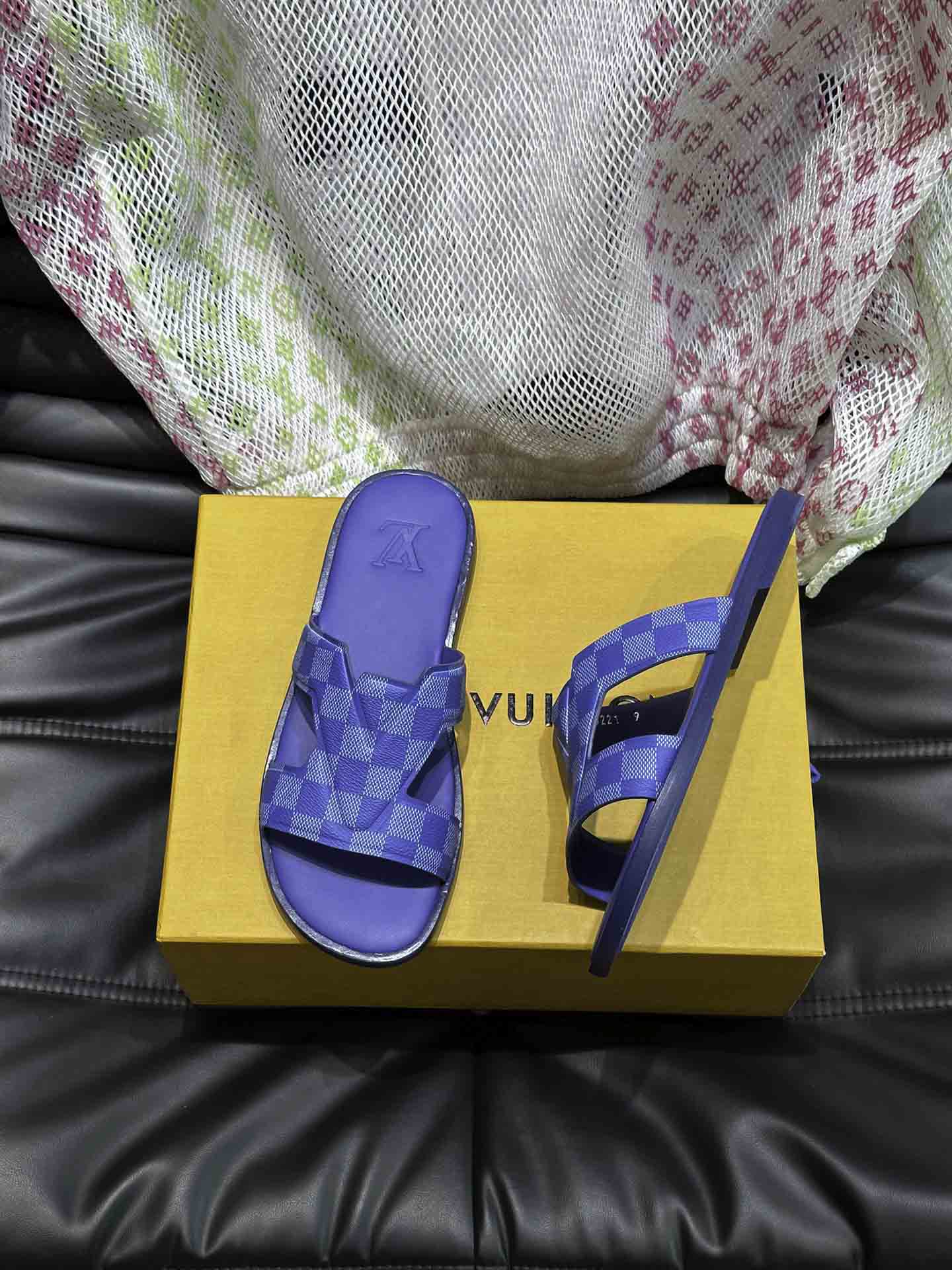 Dép LV Oasis Mule Damier Blue Best Quality