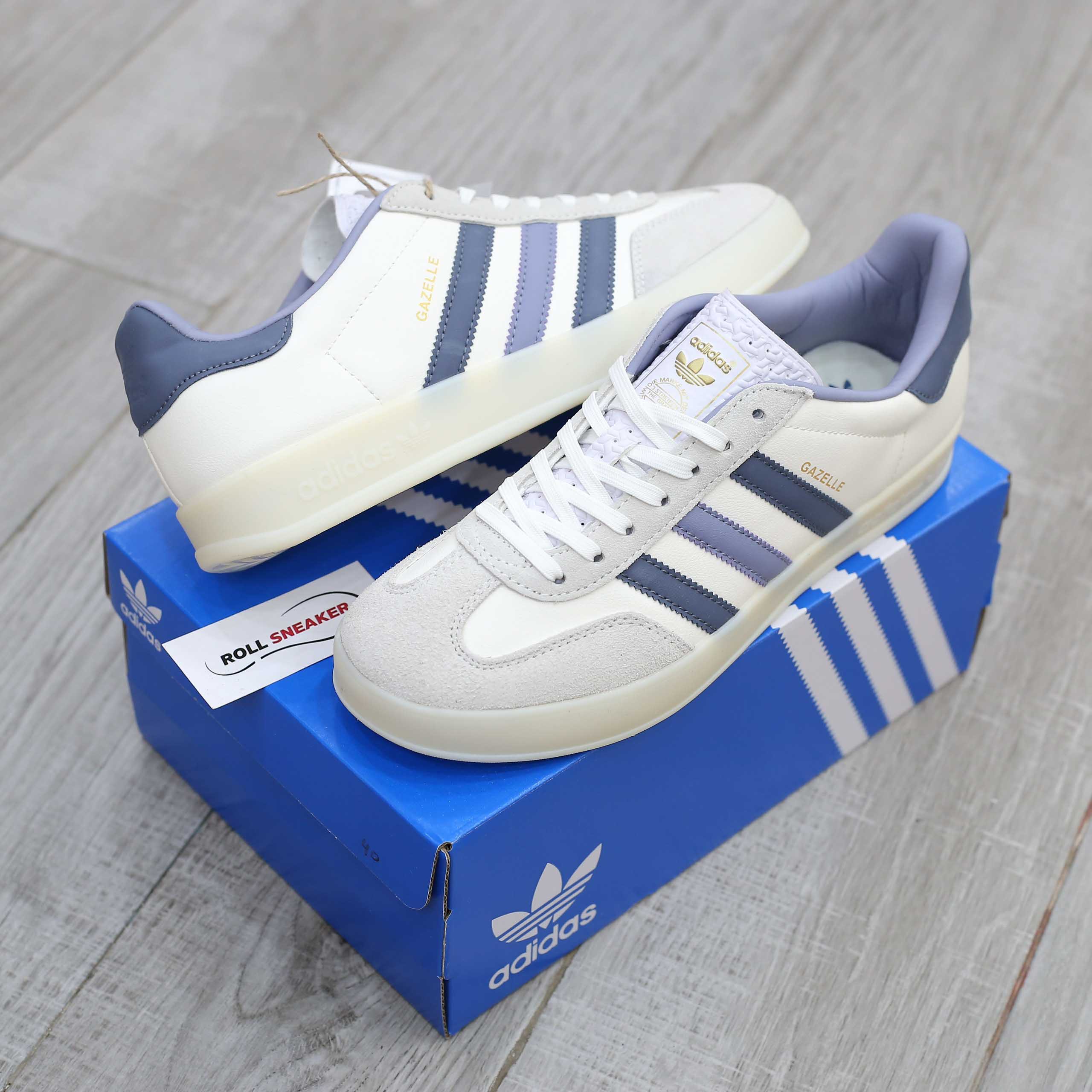 Giày Adidas Originals Gazelle Indoor White Navy Like Auth