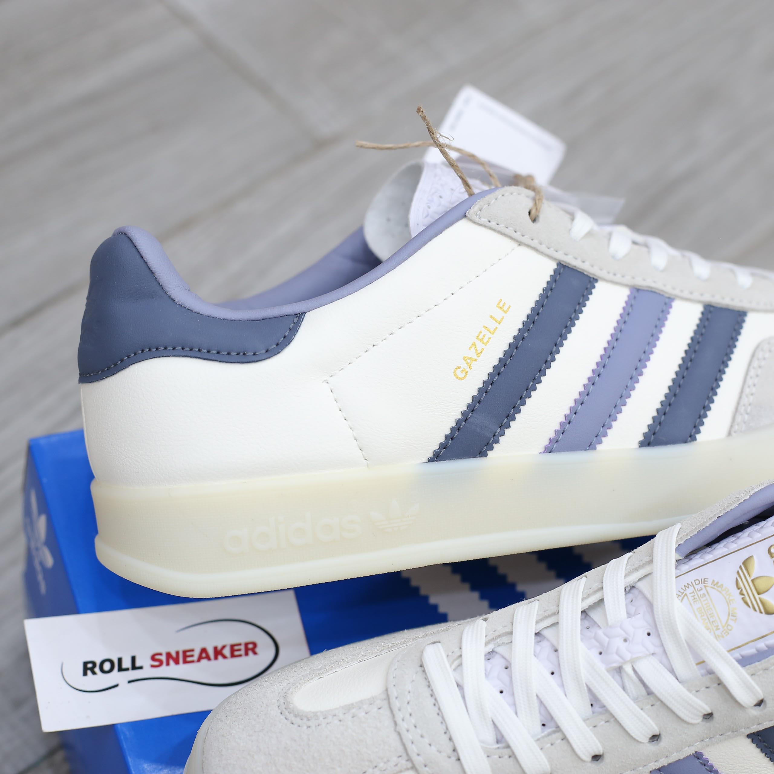 Giày Adidas Originals Gazelle Indoor White Navy Like Auth