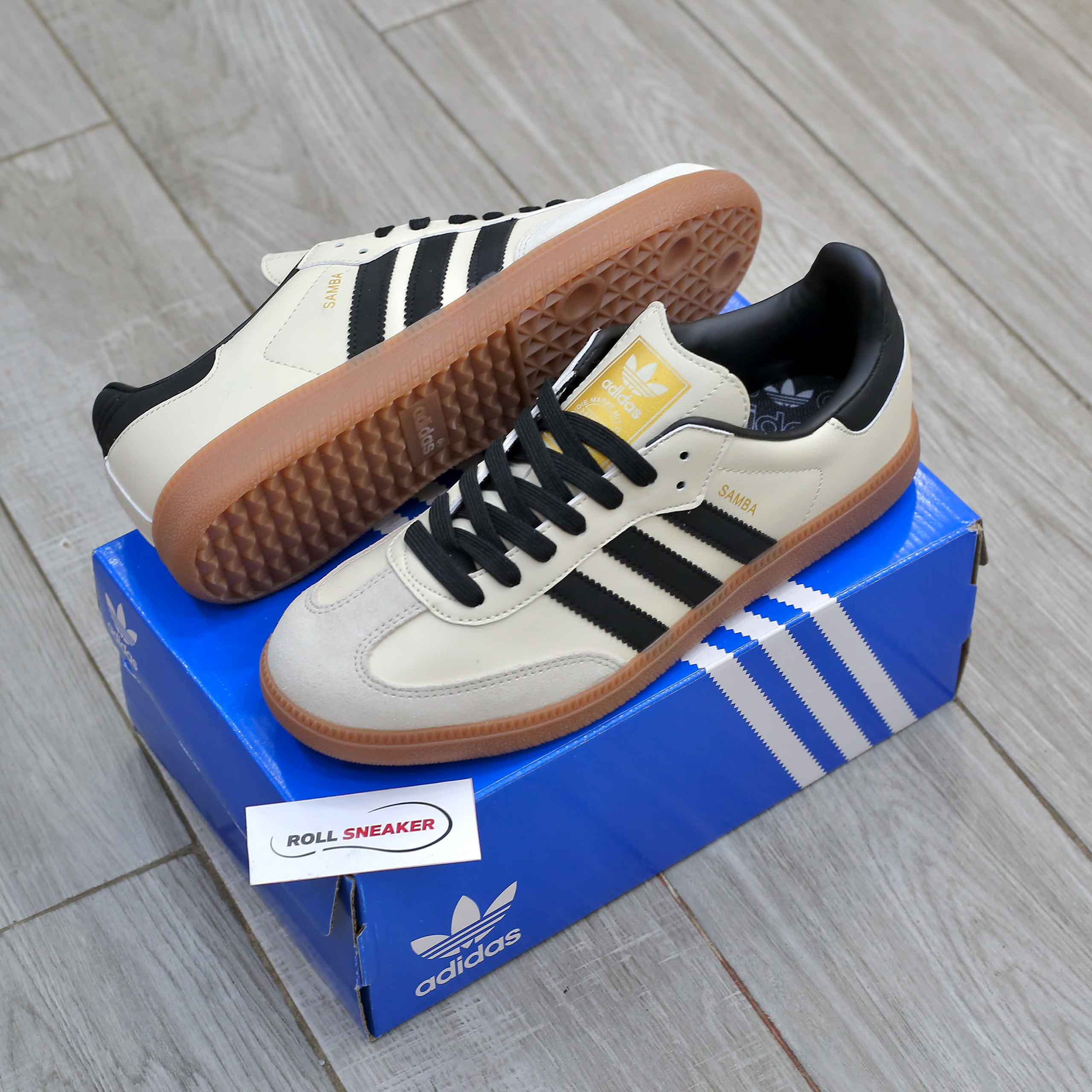 Giày Adidas Samba OG White Black Sand Strata Like Auth