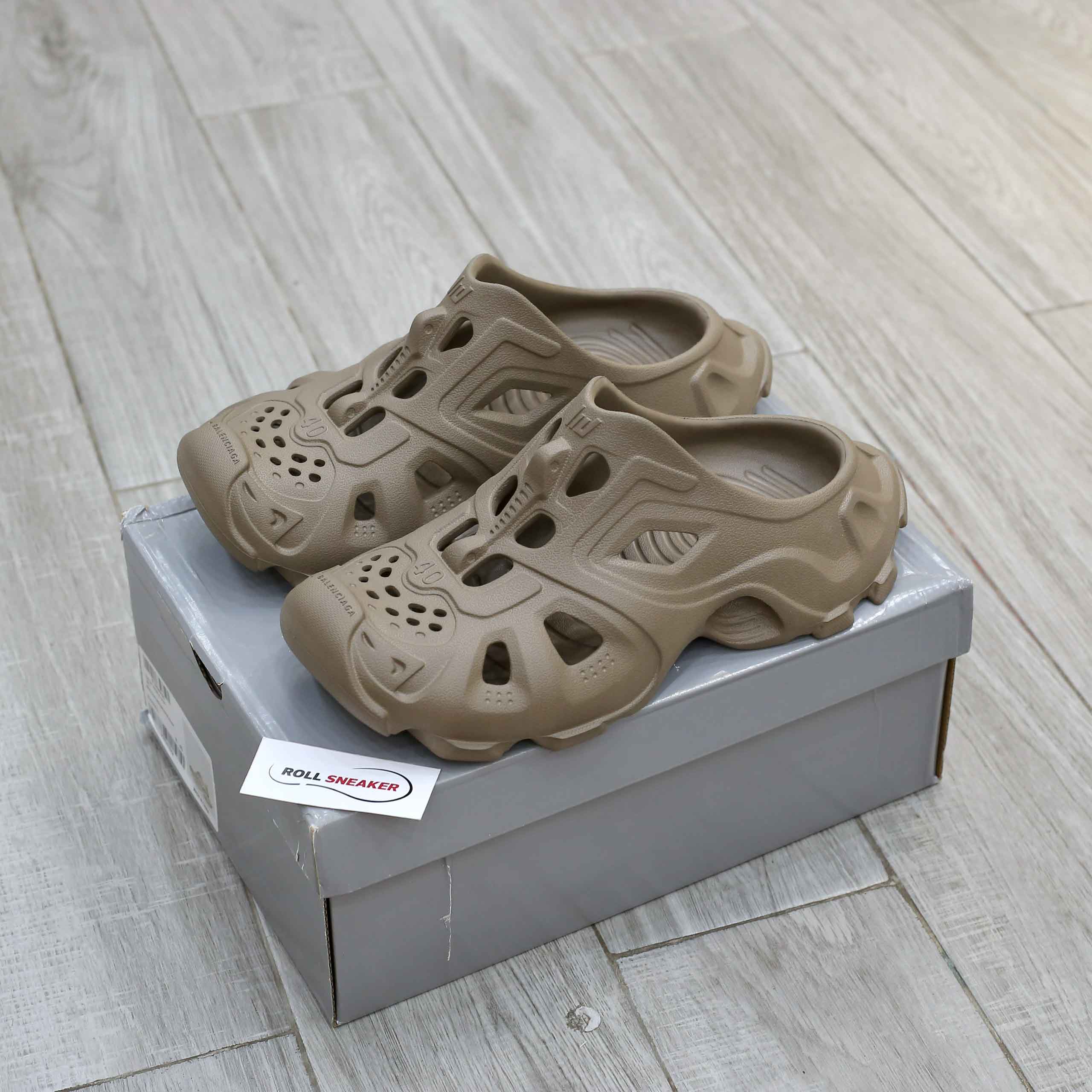 Giày Balenciaga HD Rubber Mules Dark Beige Like Auth