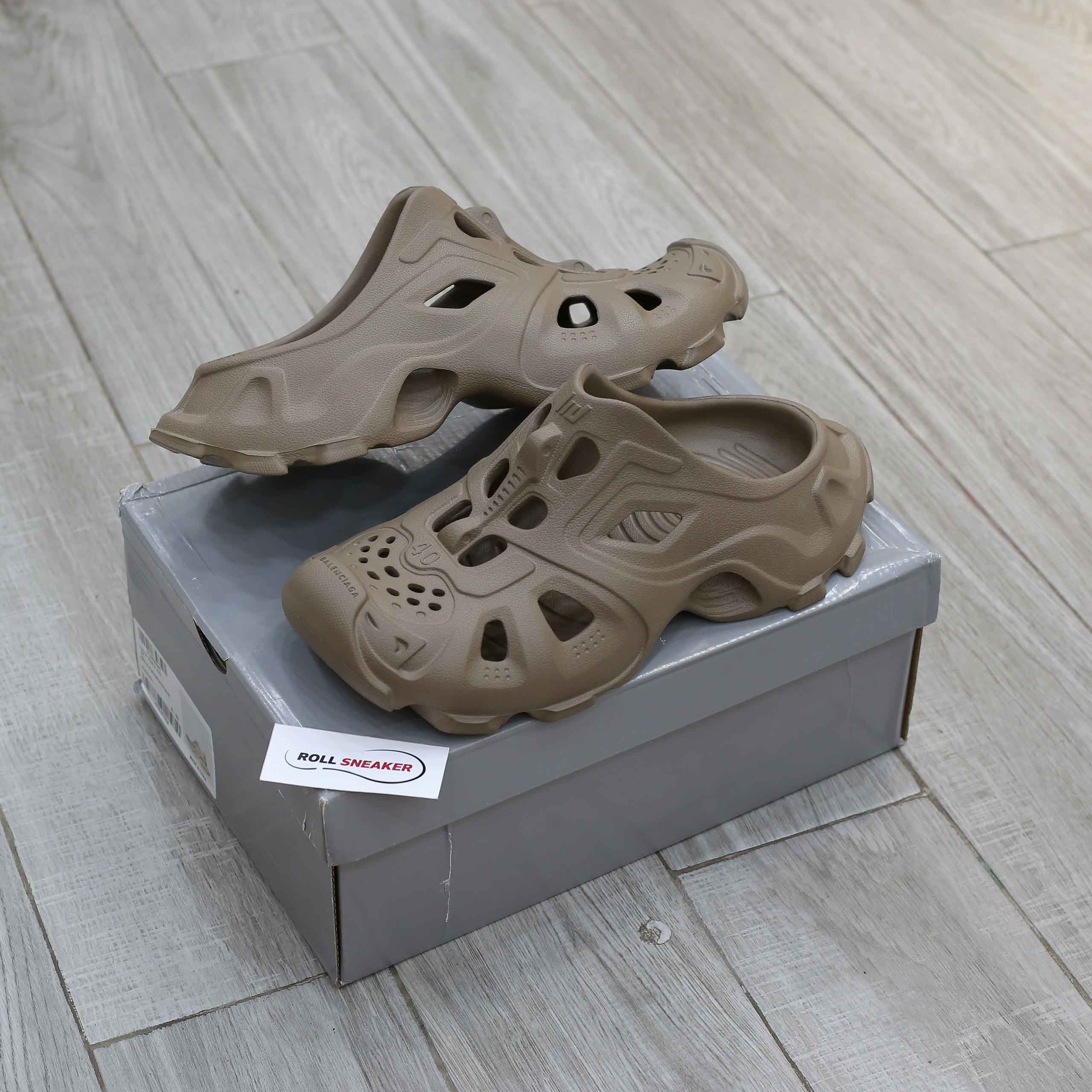 Giày Balenciaga HD Rubber Mules Dark Beige Like Auth