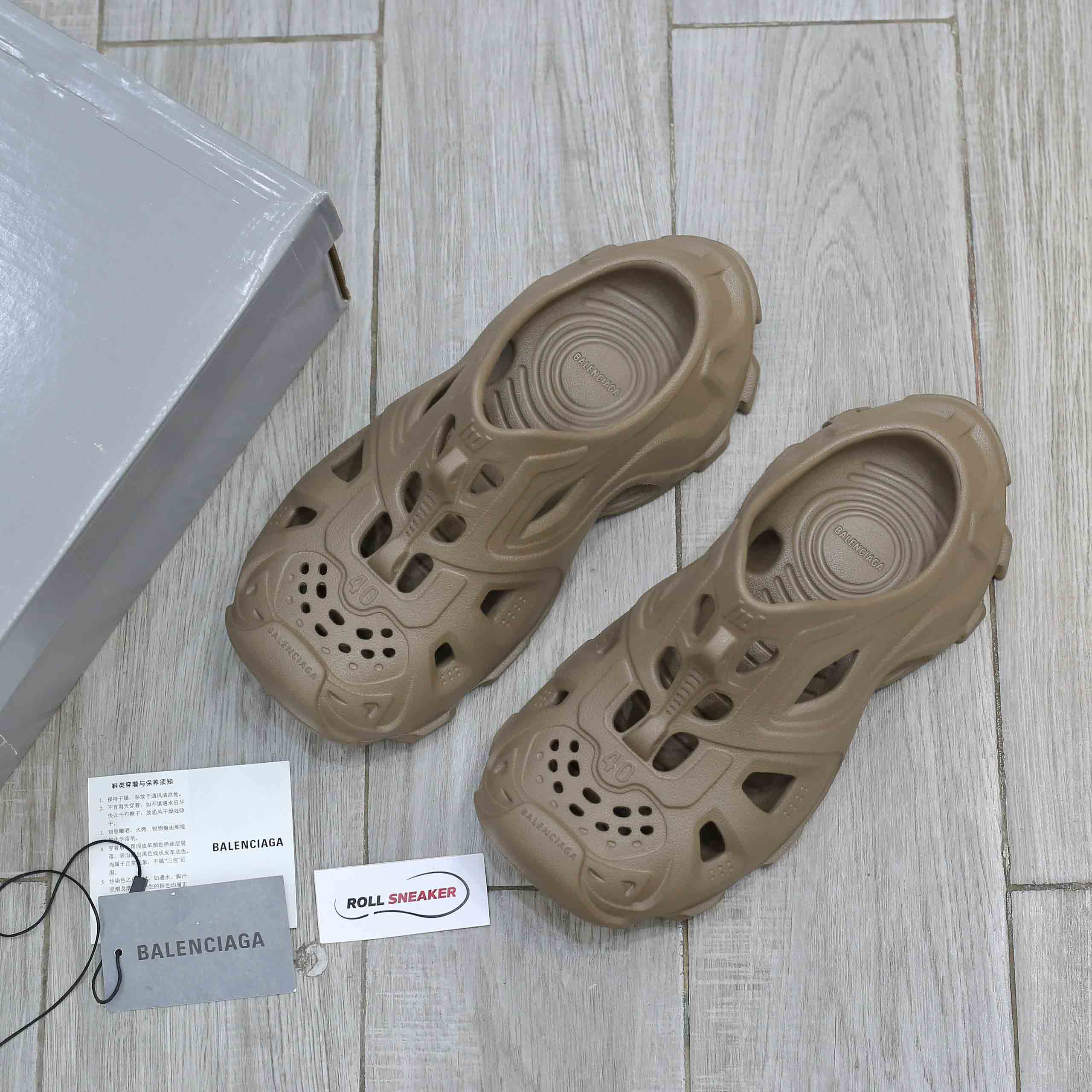 Giày Balenciaga HD Rubber Mules Dark Beige Like Auth