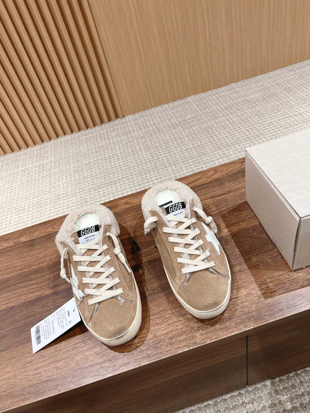 Giày Golden Goose 20mm Super-Star Suede & Shearling Mules Best Quality