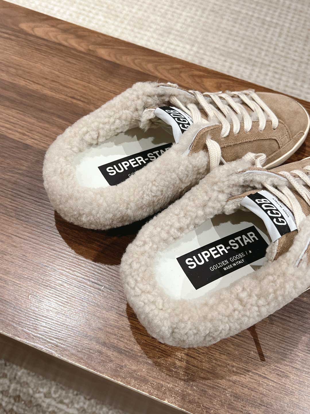 Giày Golden Goose 20mm Super-Star Suede & Shearling Mules Best Quality