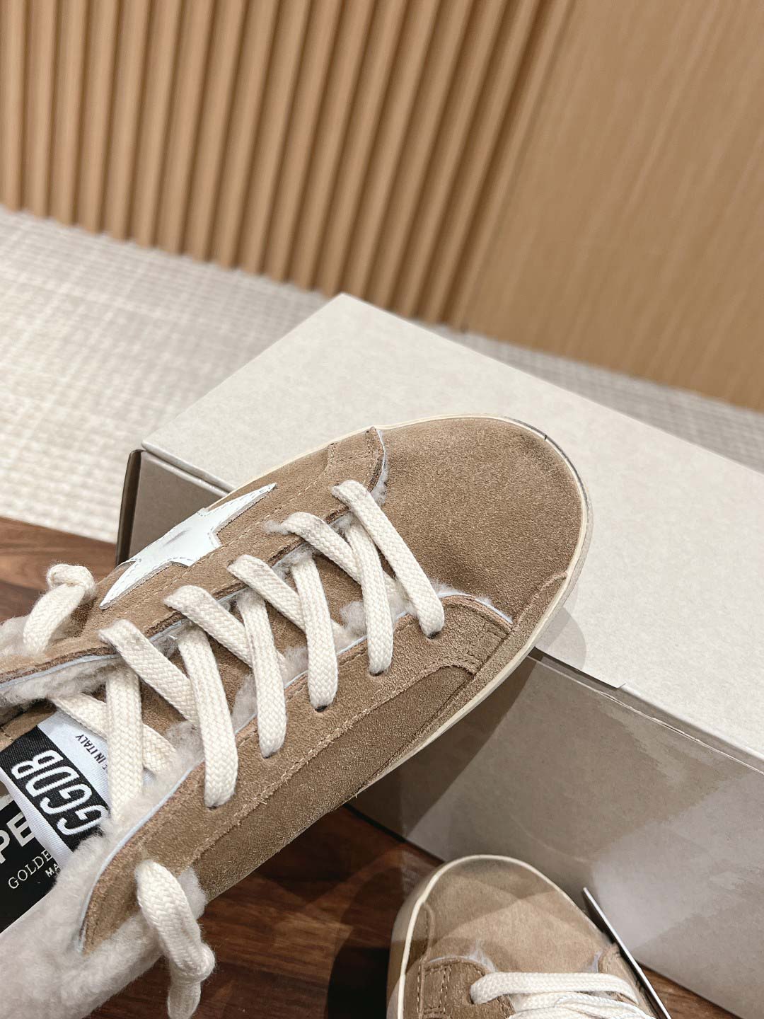 Giày Golden Goose 20mm Super-Star Suede & Shearling Mules Best Quality