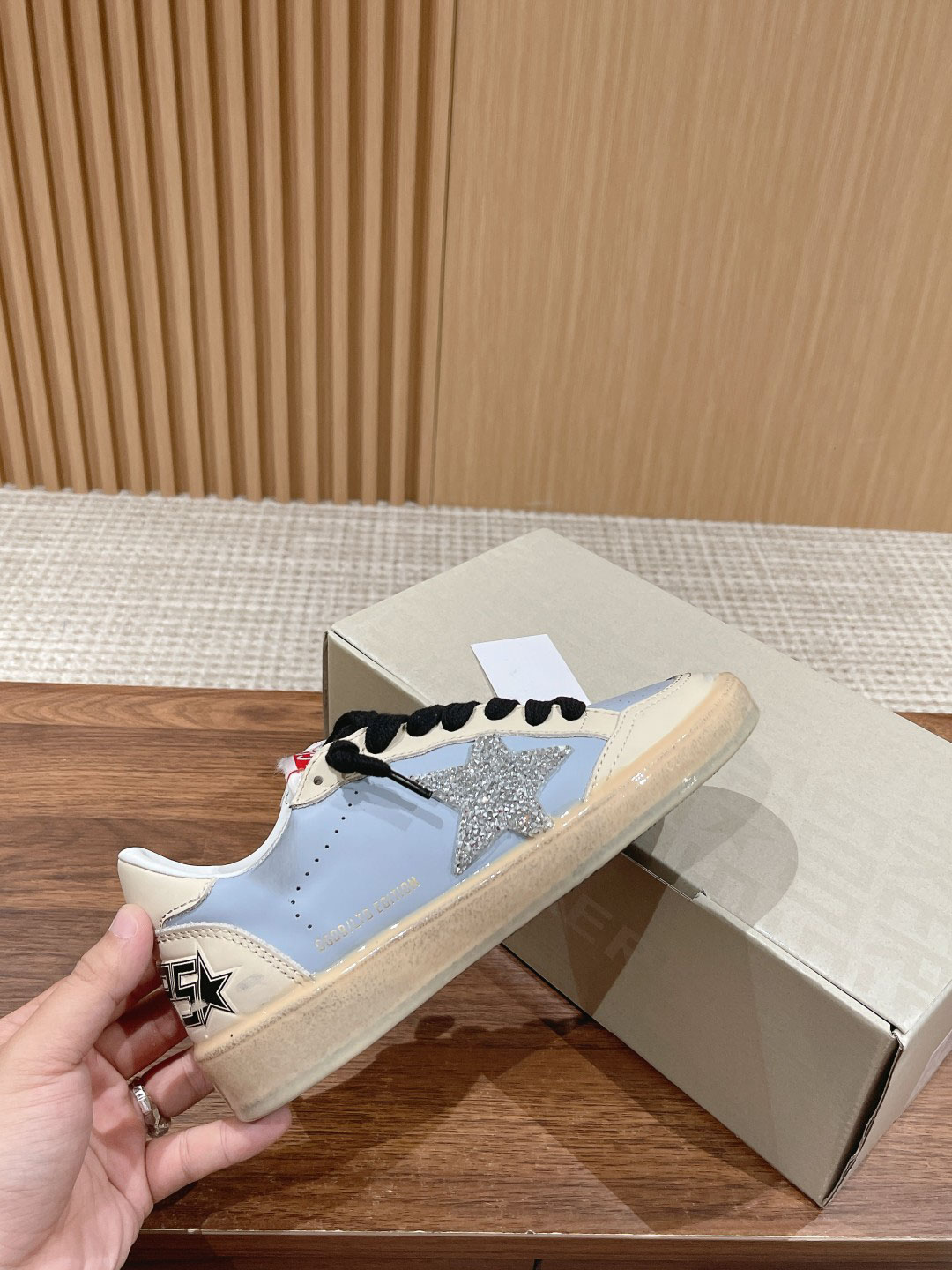 Giày Golden Goose Ball Star Leather Trainers Blue Best Quality