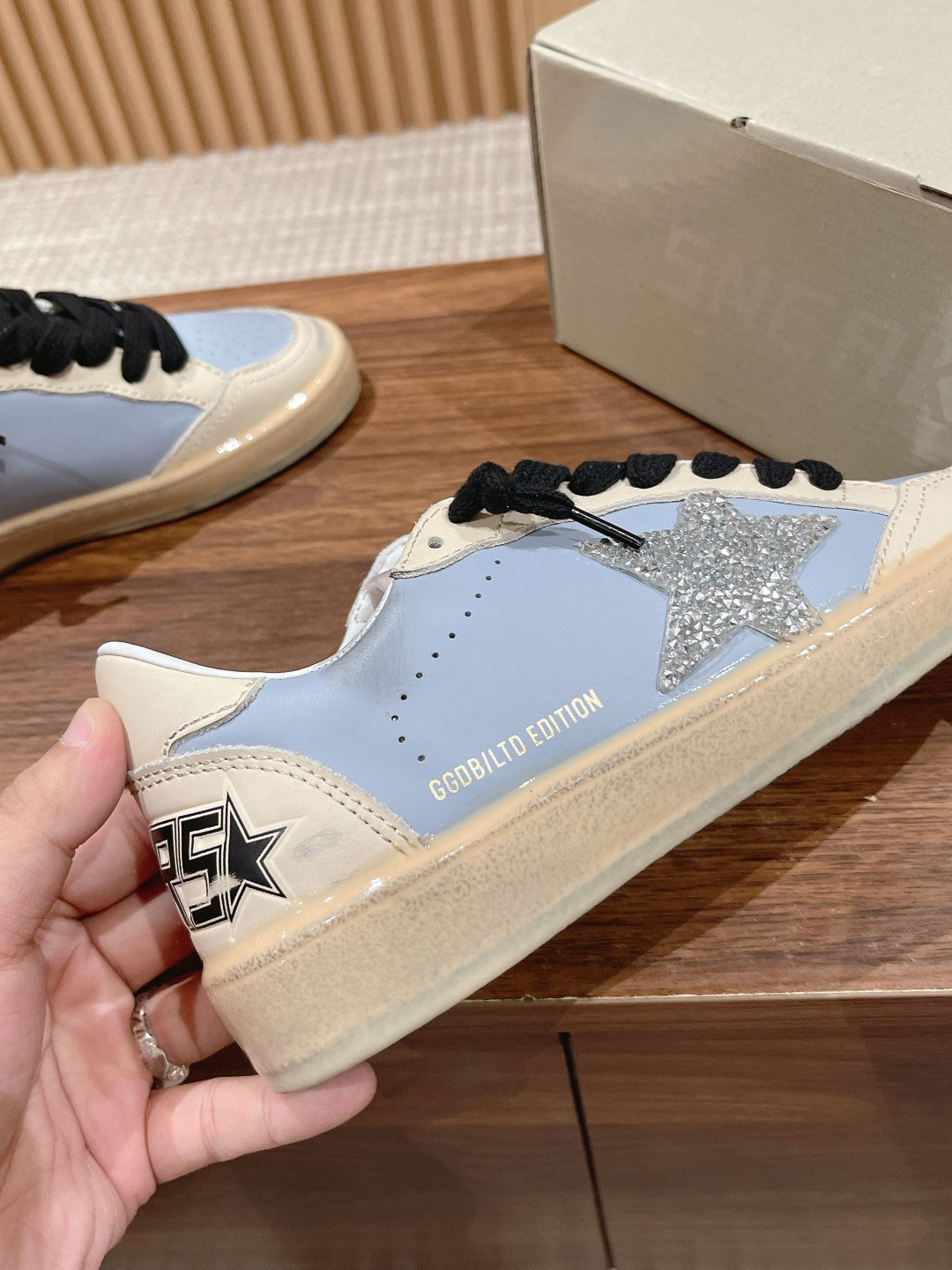 Giày Golden Goose Ball Star Leather Trainers Blue Best Quality