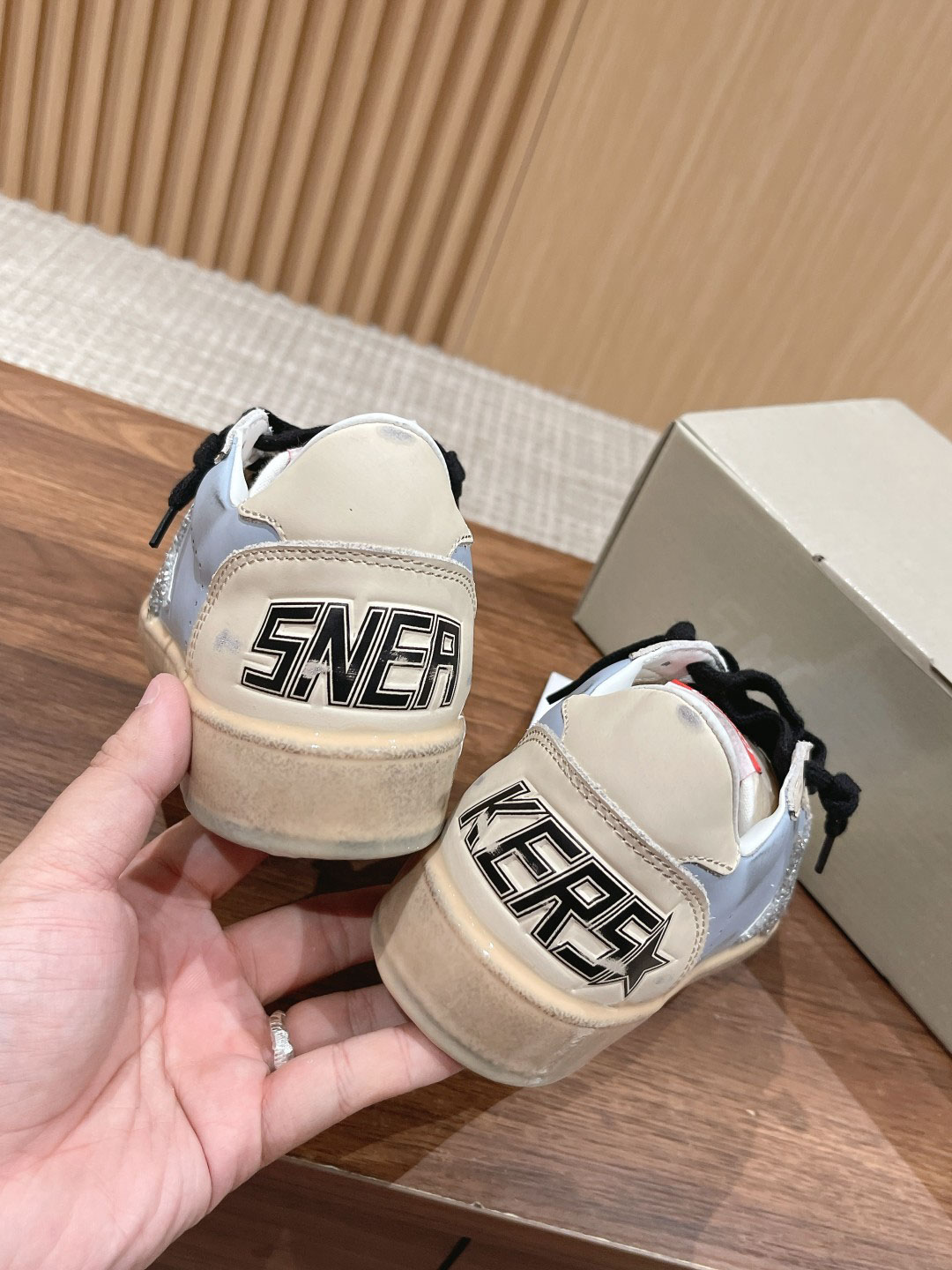 Giày Golden Goose Ball Star Leather Trainers Blue Best Quality