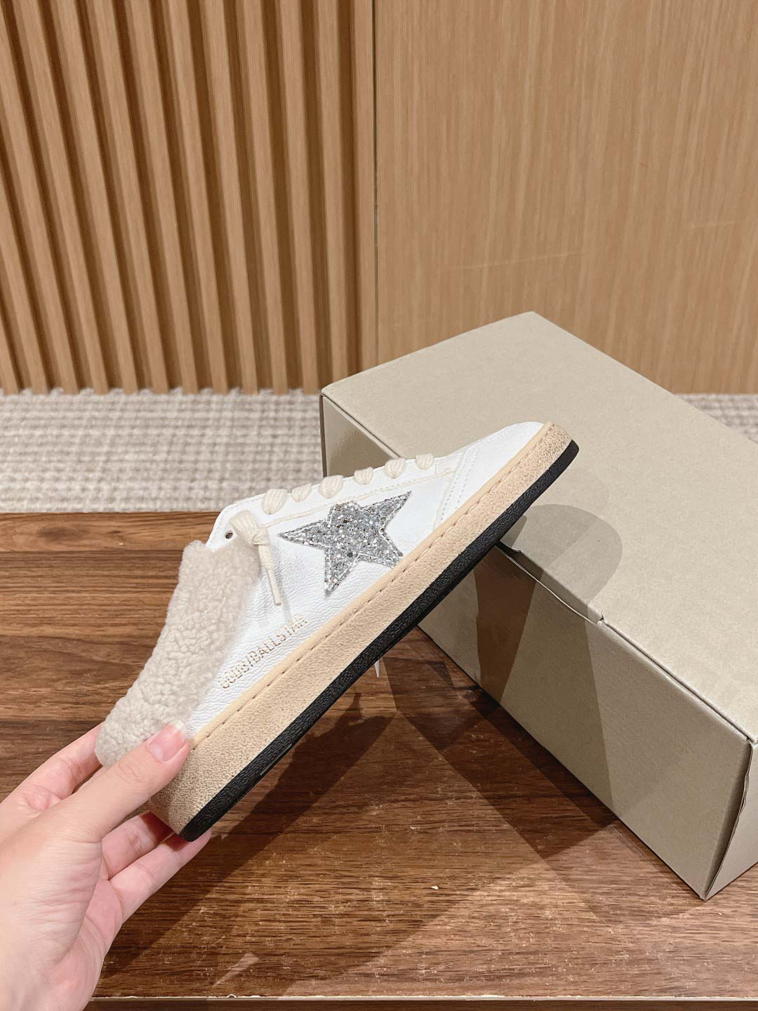 Giày Golden Goose baskets Ball Star Sabot White Beige Best Quality