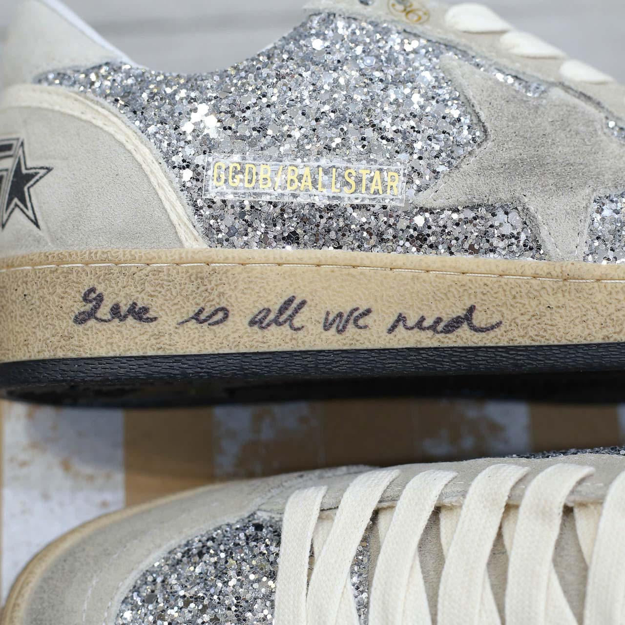 Giày Golden Goose Glitter Ball Star Sneakers Silver Best Quality
