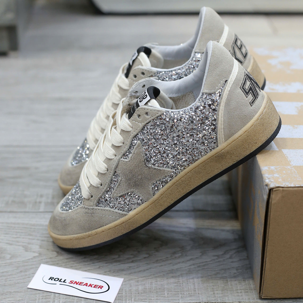 Giày Golden Goose Glitter Ball Star Sneakers Silver Best Quality