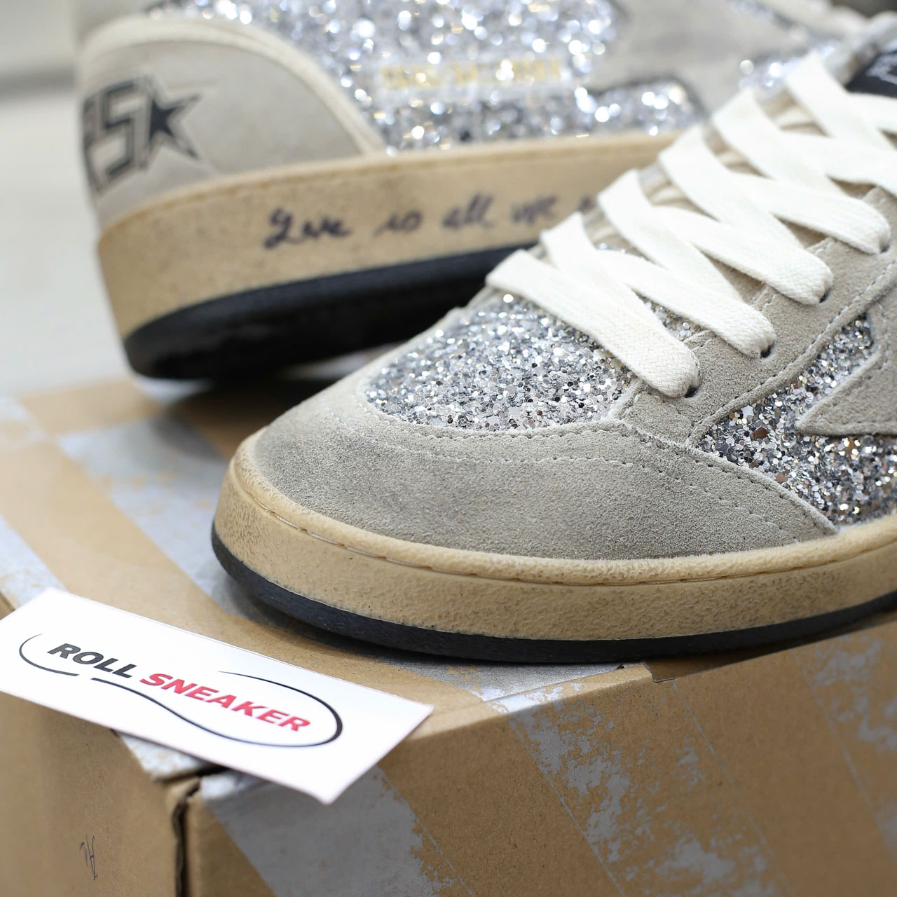 Giày Golden Goose Glitter Ball Star Sneakers Silver Best Quality