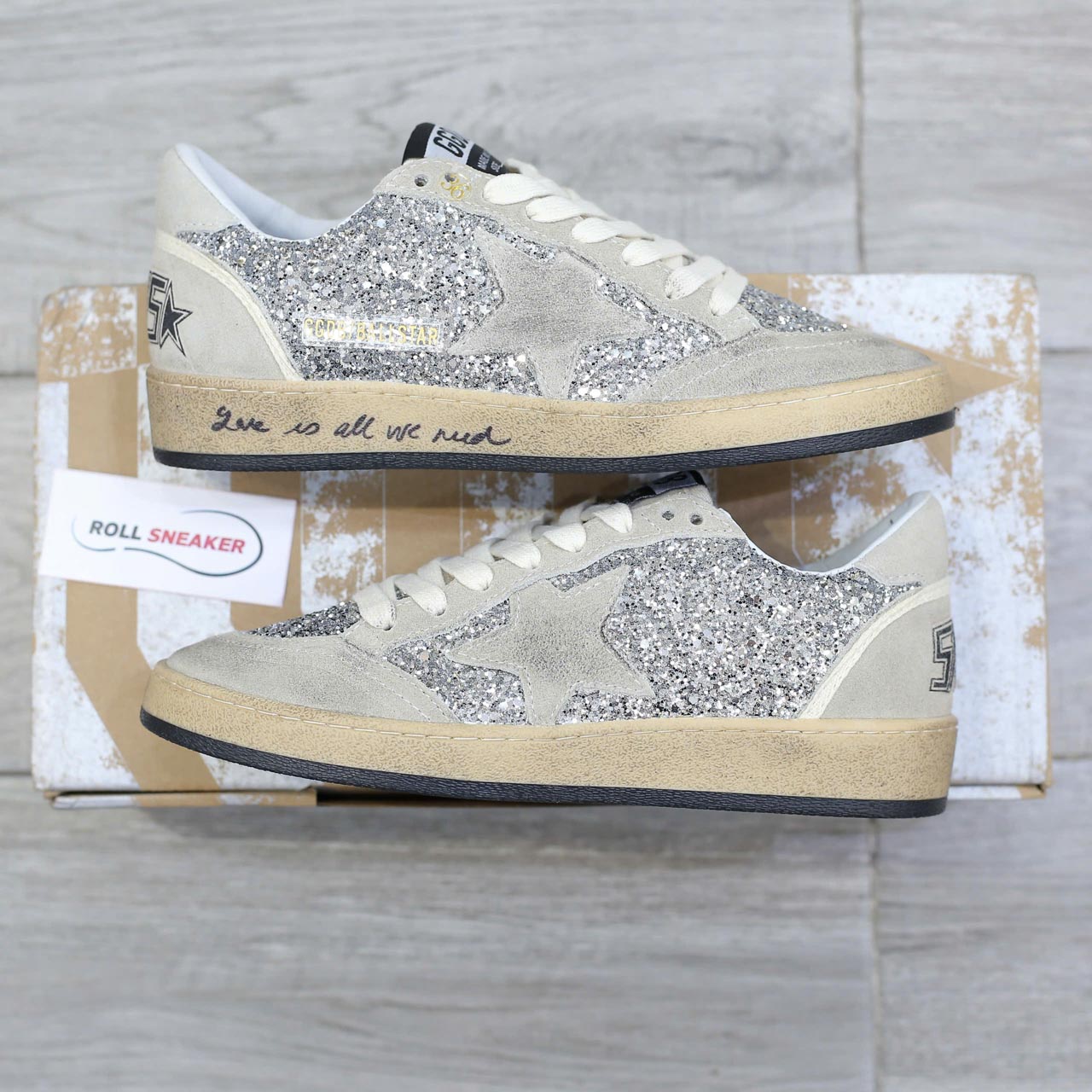 Giày Golden Goose Glitter Ball Star Sneakers Silver Best Quality