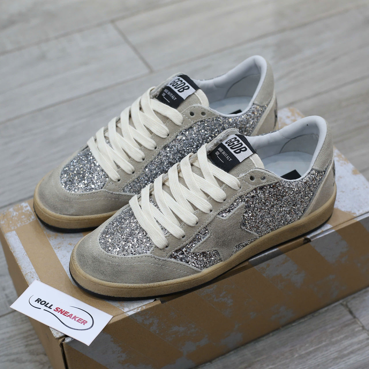 Giày Golden Goose Glitter Ball Star Sneakers Silver Best Quality