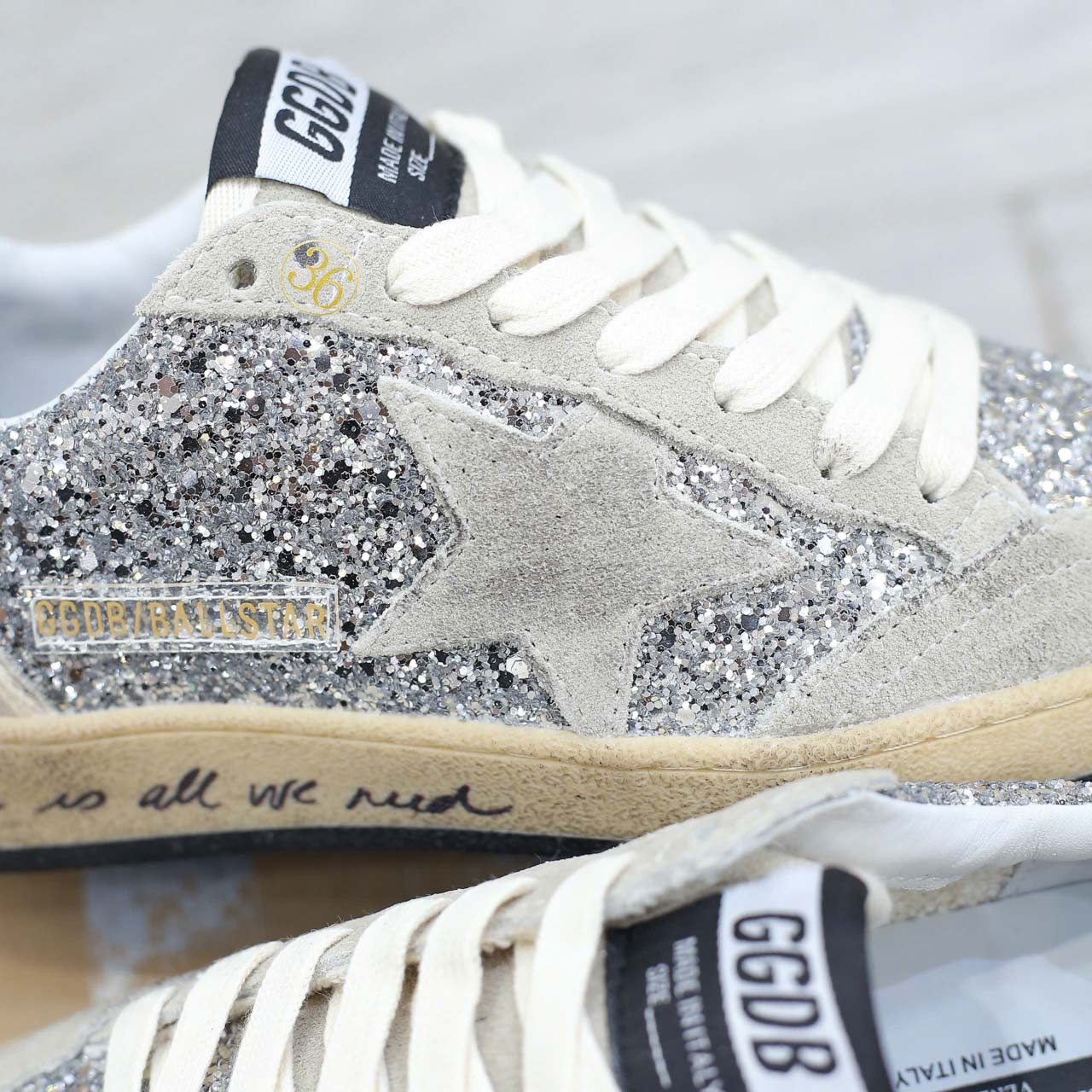 Giày Golden Goose Glitter Ball Star Sneakers Silver Best Quality