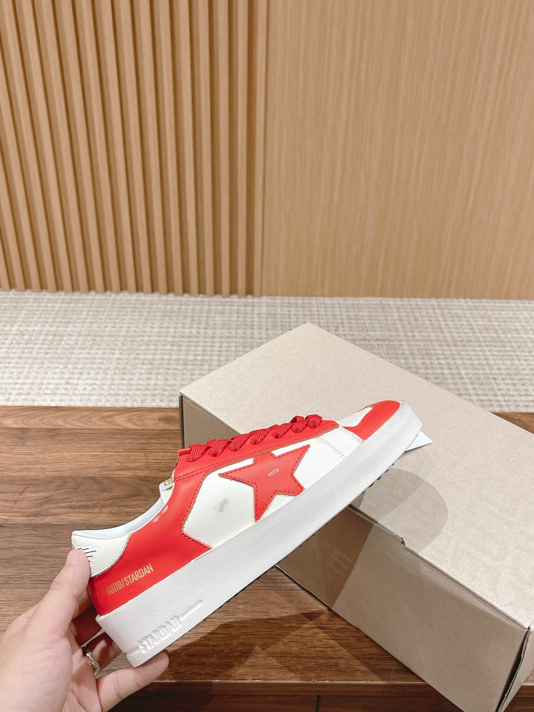 Giày Golden Goose Leather Stardan Red Sneakers Best Quality