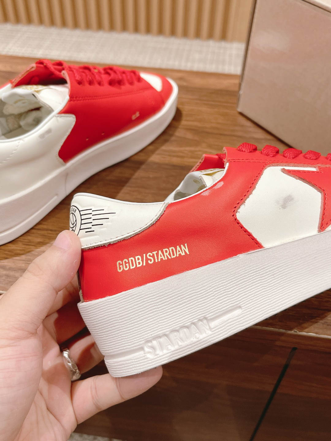 Giày Golden Goose Leather Stardan Red Sneakers Best Quality