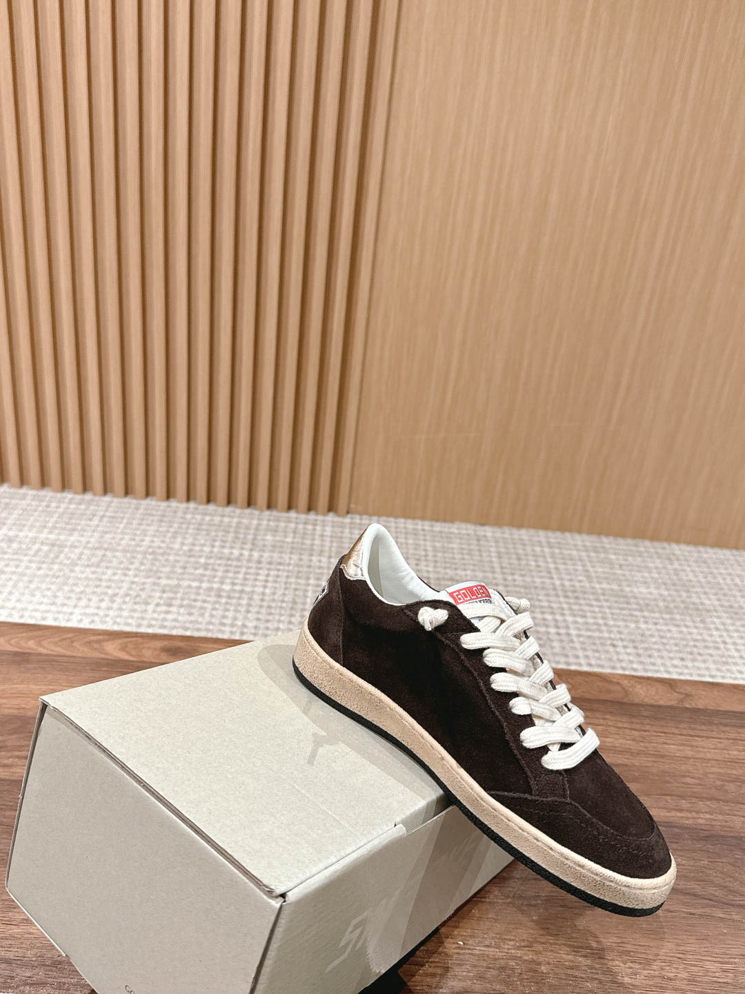 Giày Golden Goose Superstar Silver Glitter Star Brown Suede Ballstar 36 Best Quality