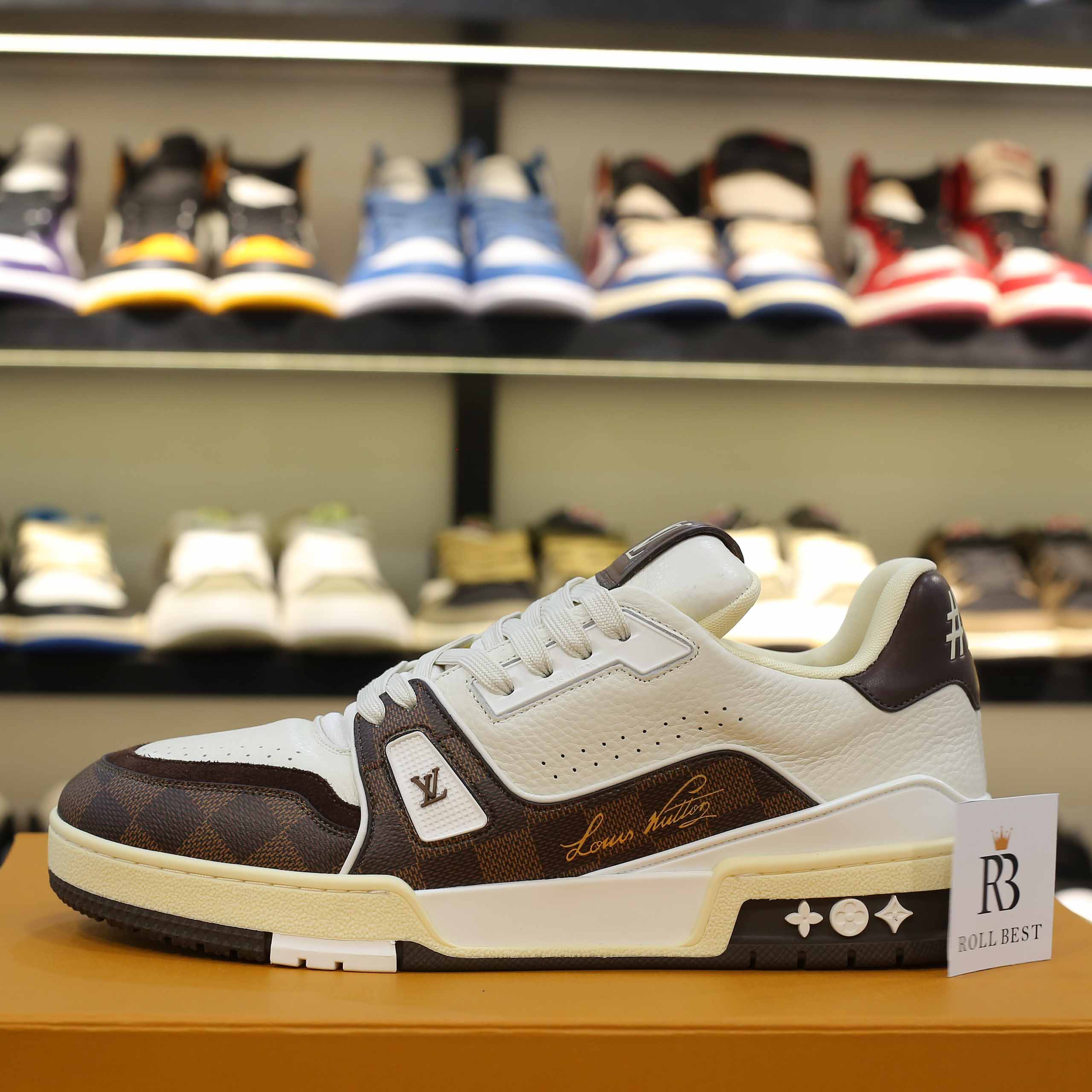 Giày Louis Vuitton LV Trainer #54 Damier Pattern Moka Brown Best Quality