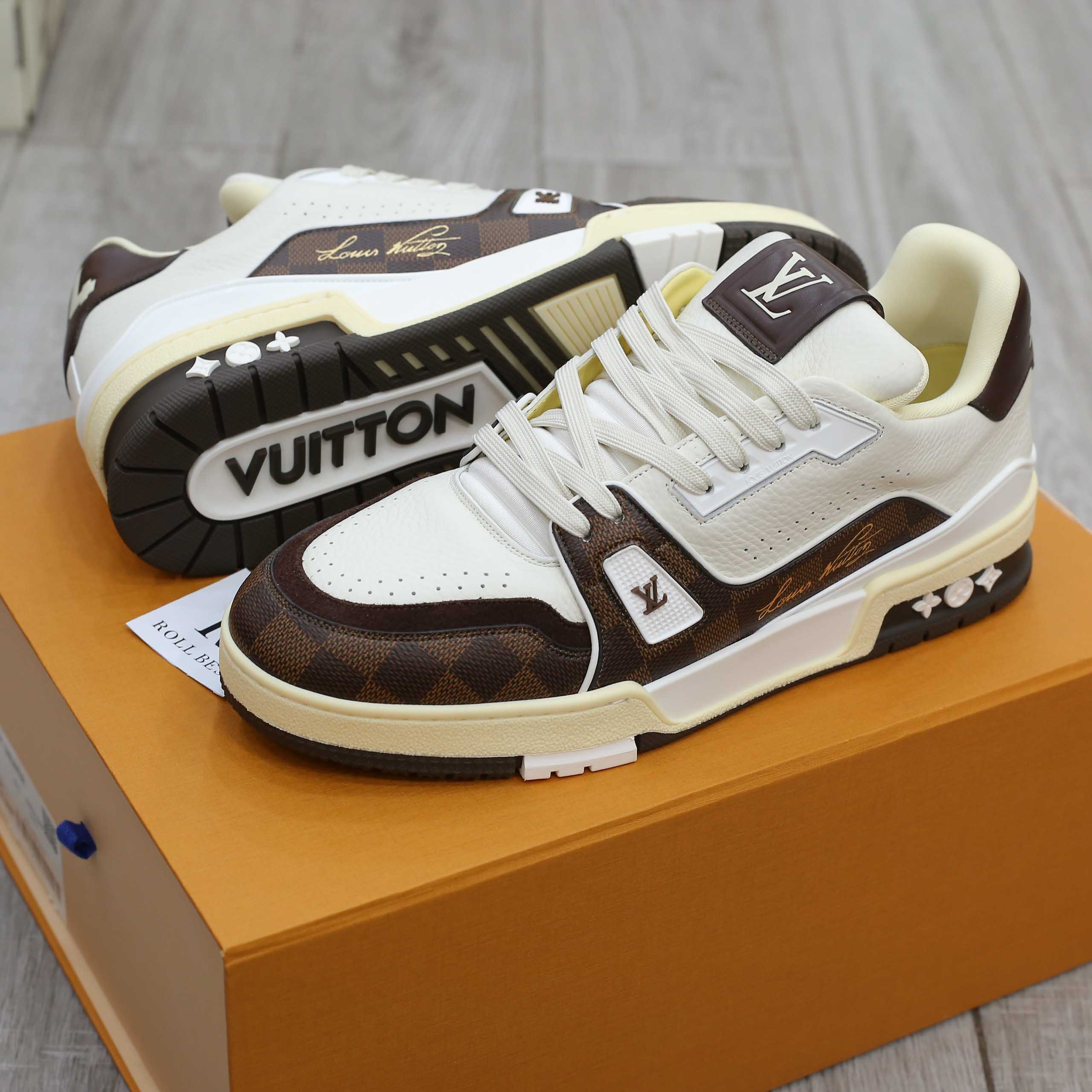 Giày Louis Vuitton LV Trainer #54 Damier Pattern Moka Brown Best Quality