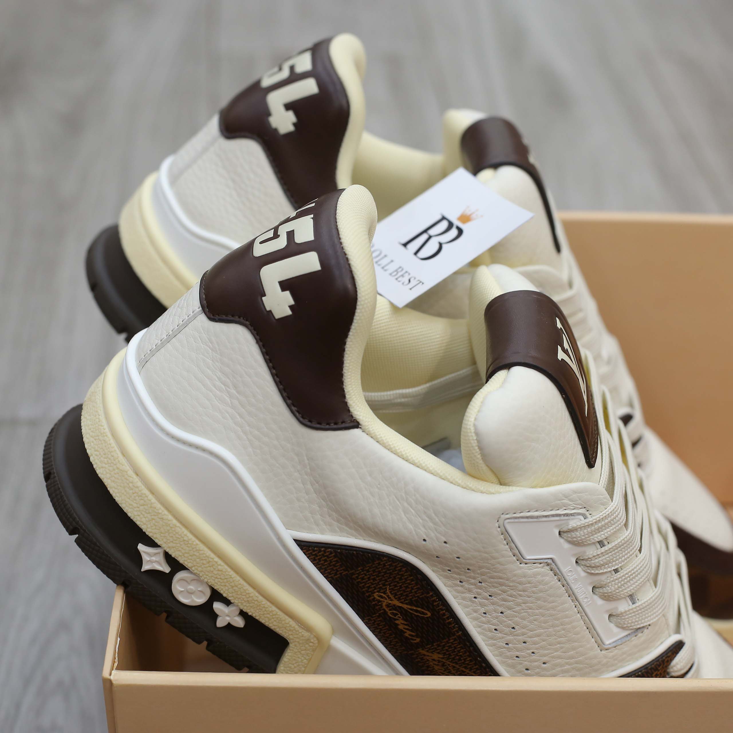 Giày Louis Vuitton LV Trainer #54 Damier Pattern Moka Brown Best Quality