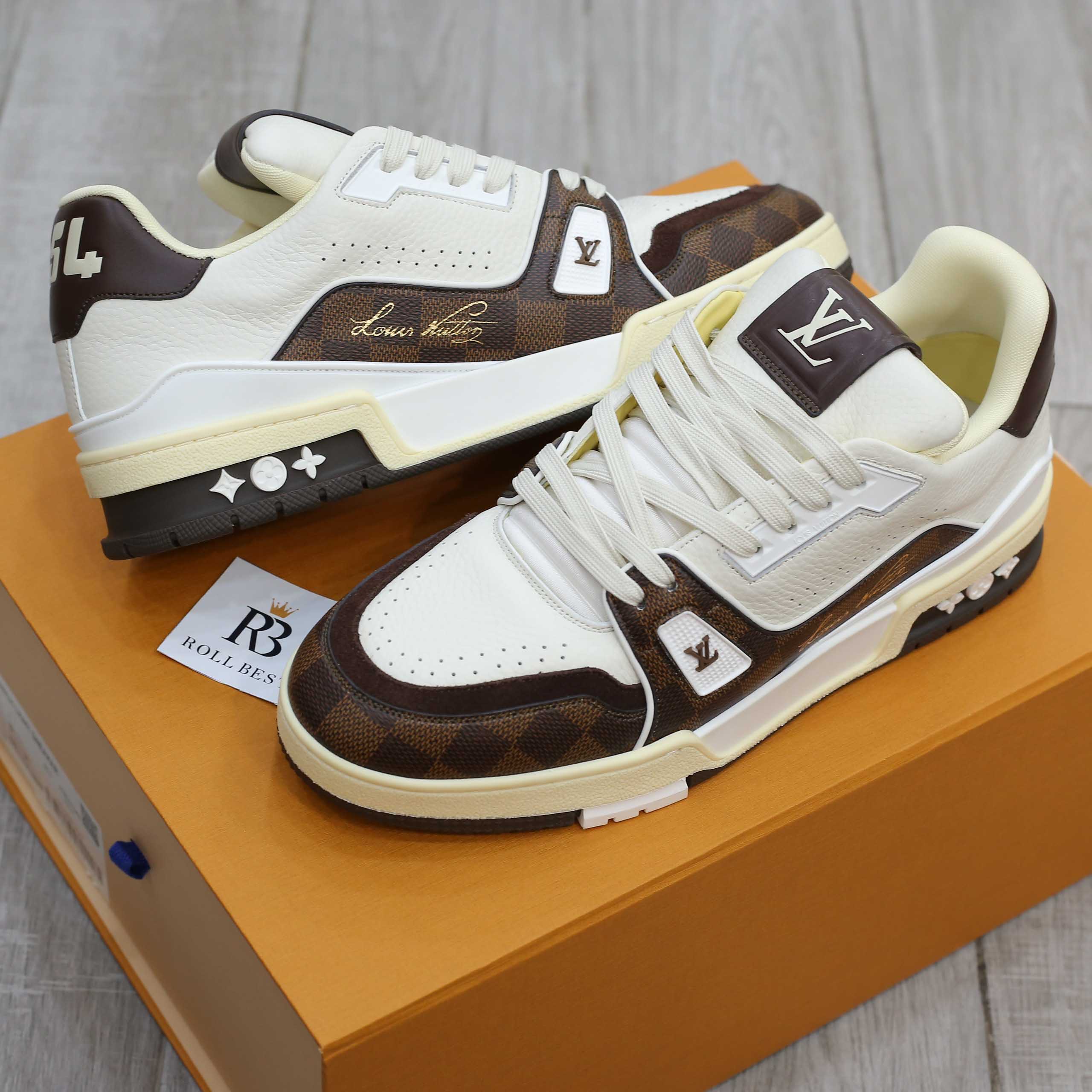 Giày Louis Vuitton LV Trainer #54 Damier Pattern Moka Brown Best Quality