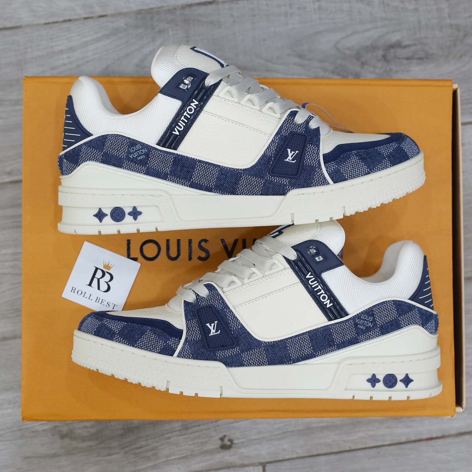 Giày Louis Vuitton LV Trainer Damier Denim Blue Best Quality