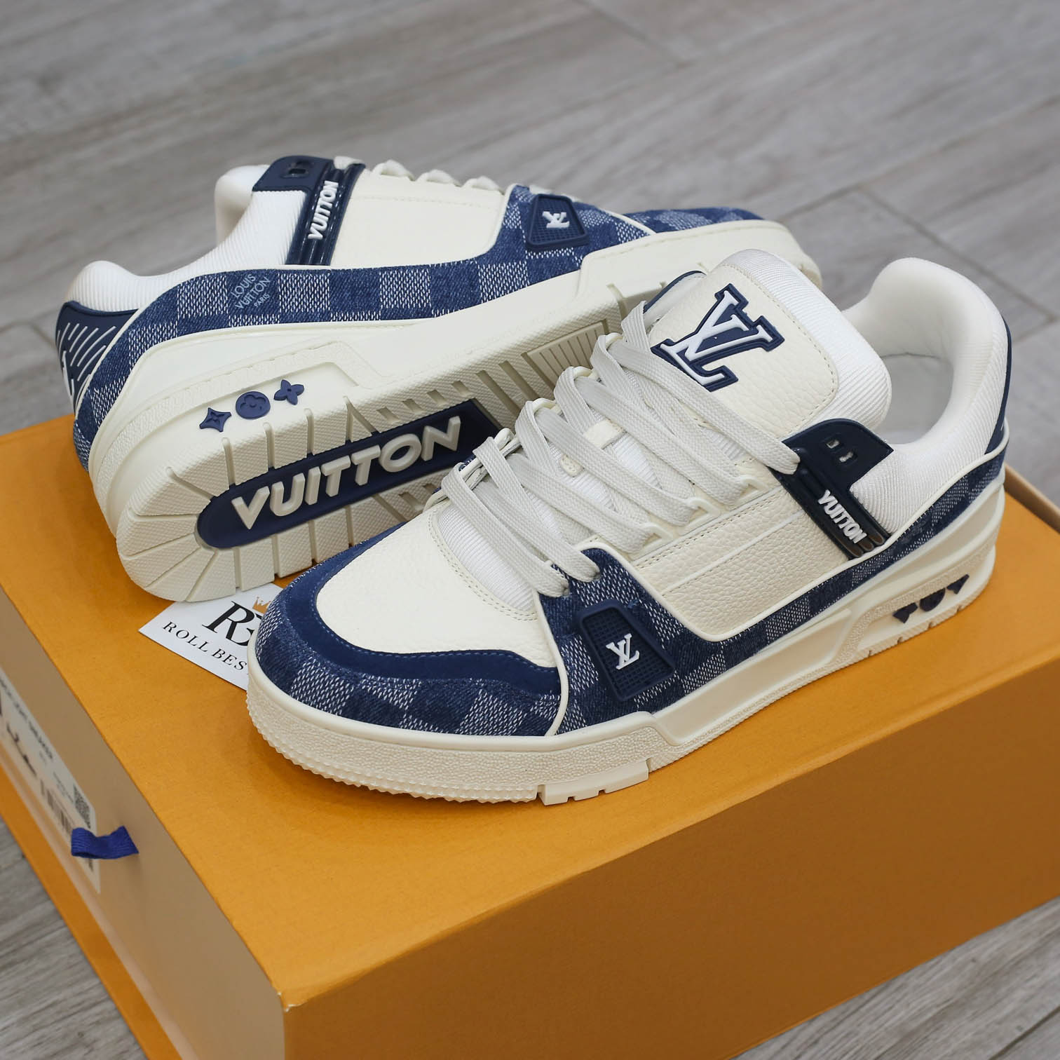 Giày Louis Vuitton LV Trainer Damier Denim Blue Best Quality