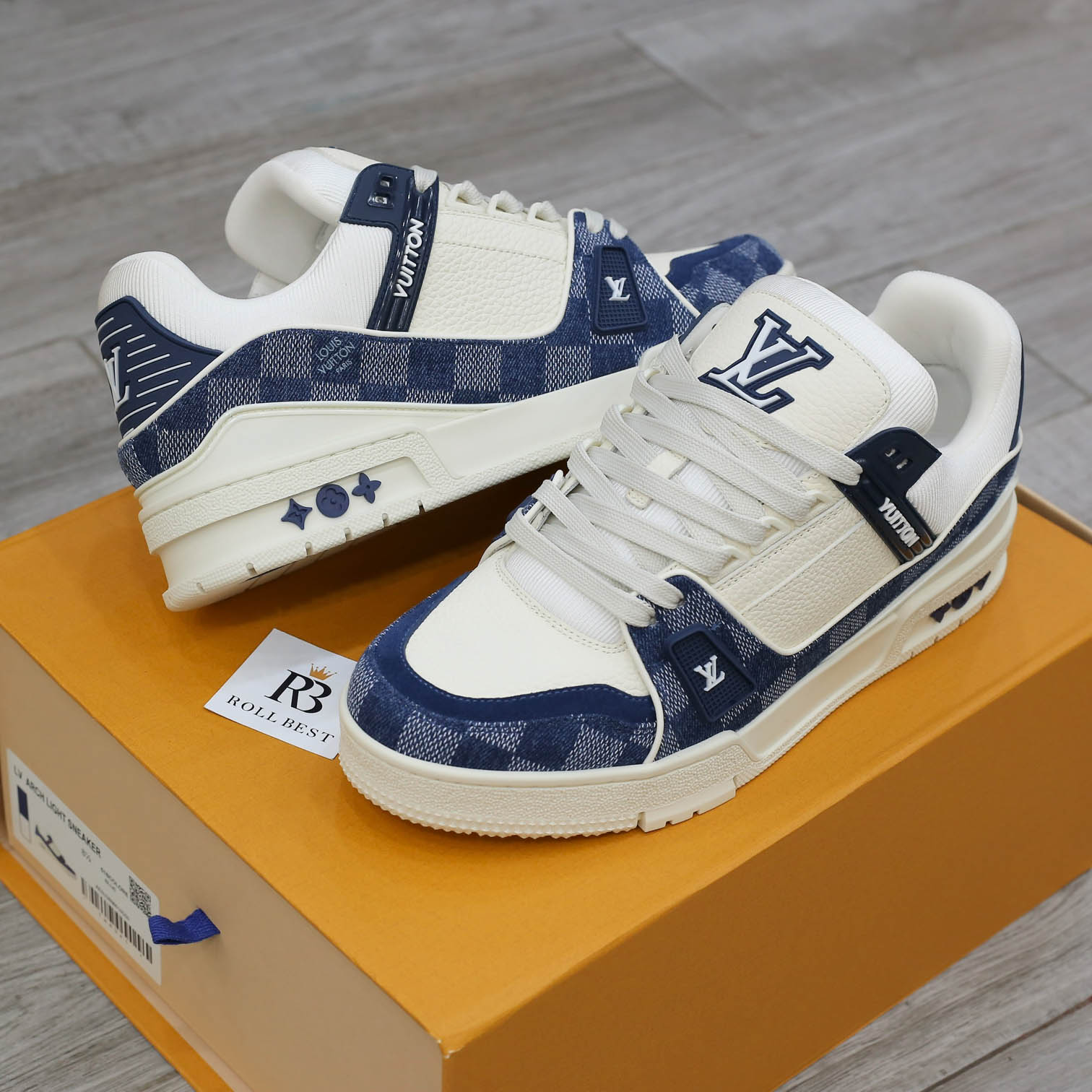 Giày Louis Vuitton LV Trainer Damier Denim Blue Best Quality