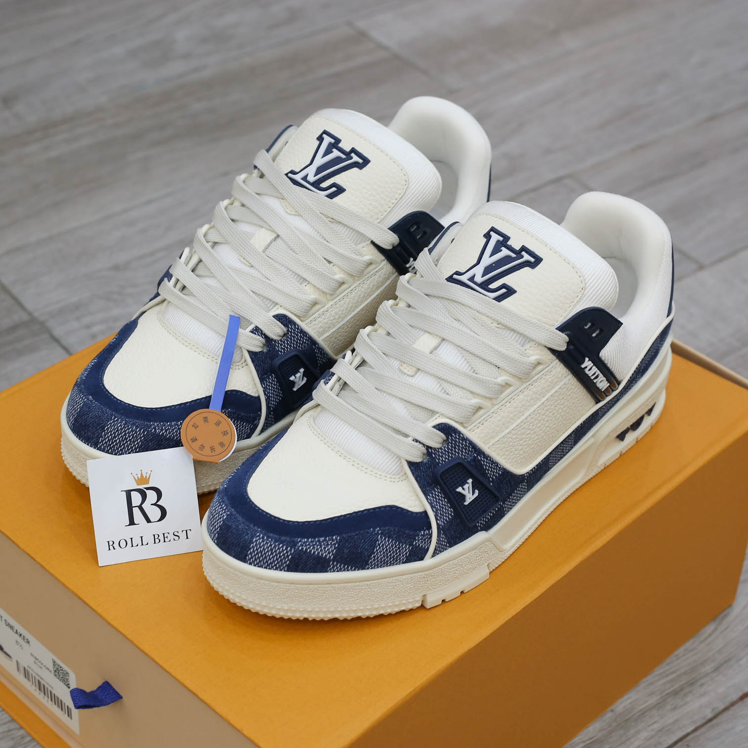 Giày Louis Vuitton LV Trainer Damier Denim Blue Best Quality