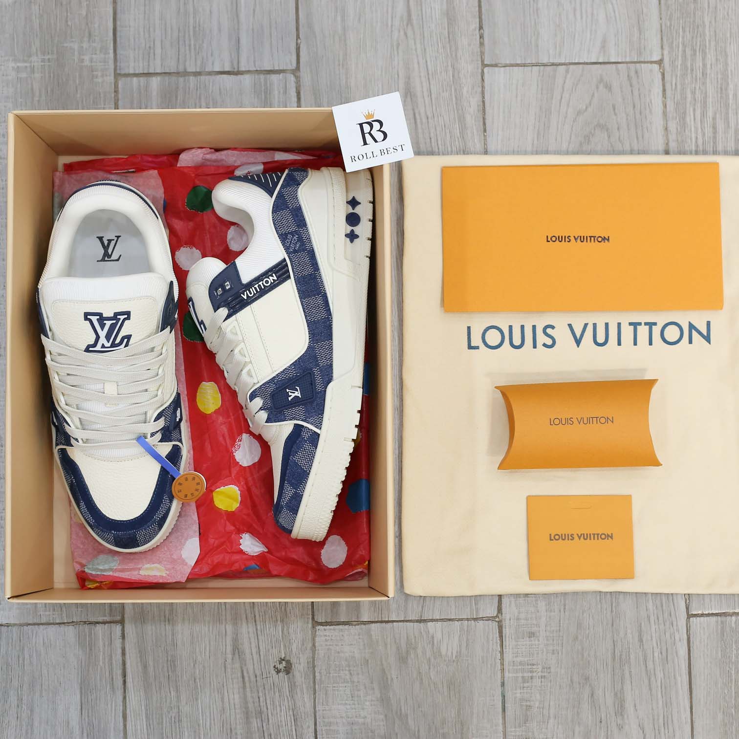 Giày Louis Vuitton LV Trainer Damier Denim Blue Best Quality