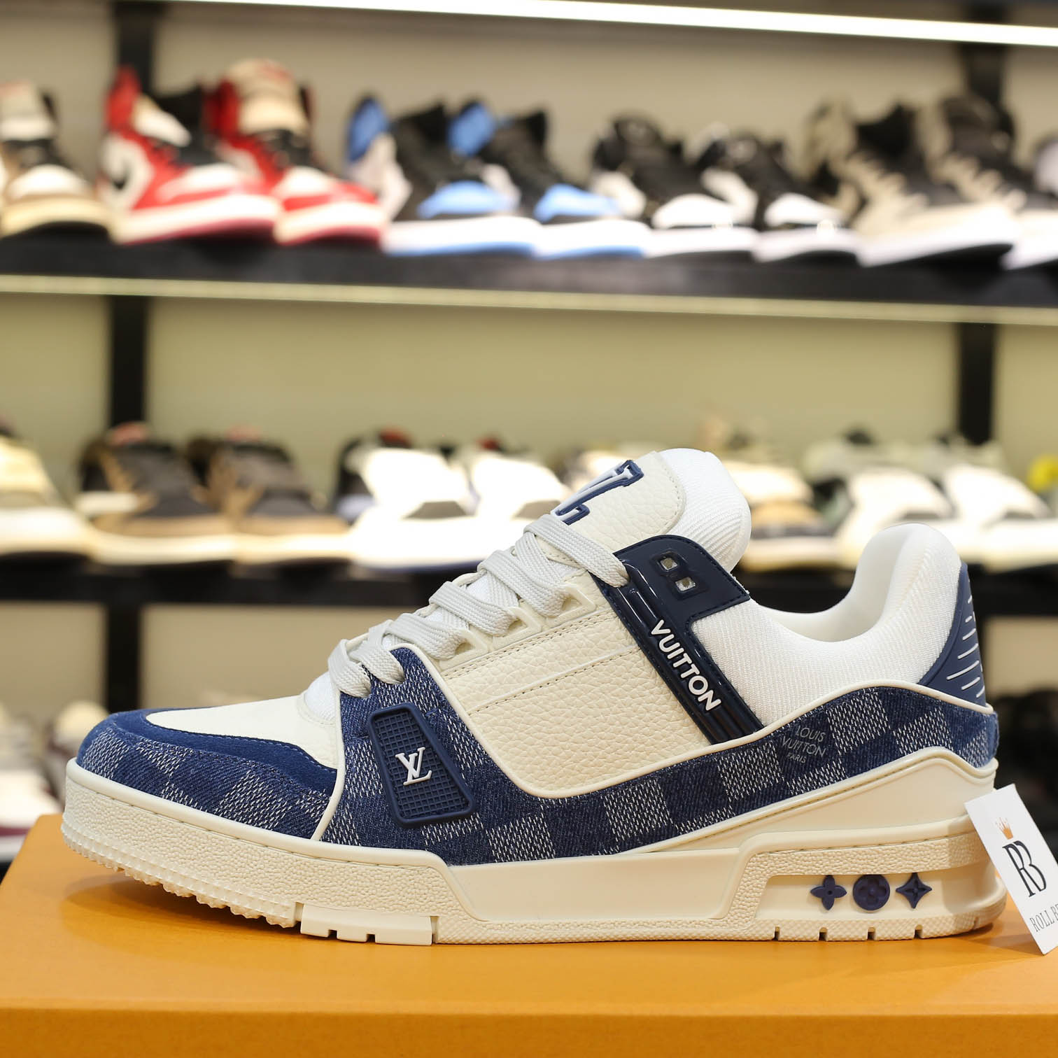 Giày Louis Vuitton LV Trainer Damier Denim Blue Best Quality