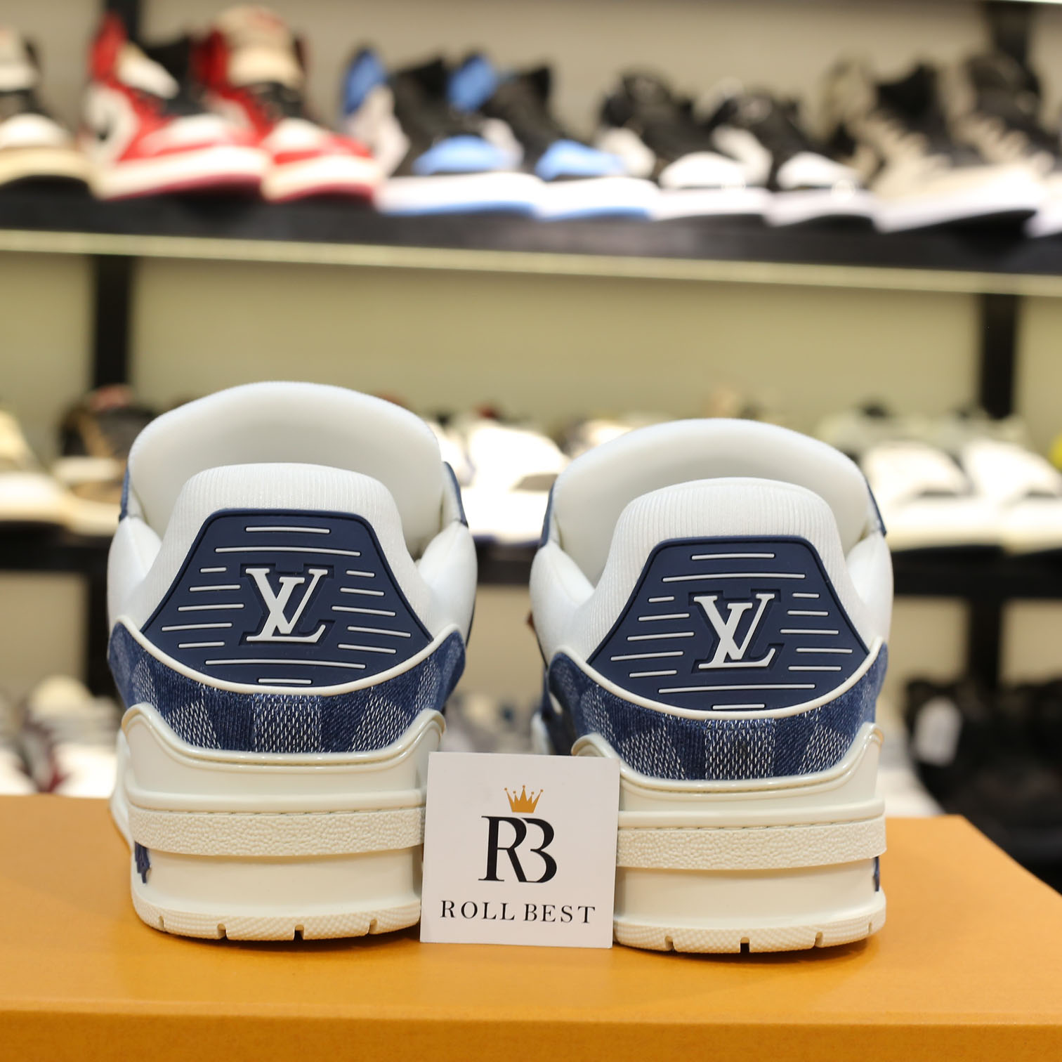 Giày Louis Vuitton LV Trainer Damier Denim Blue Best Quality