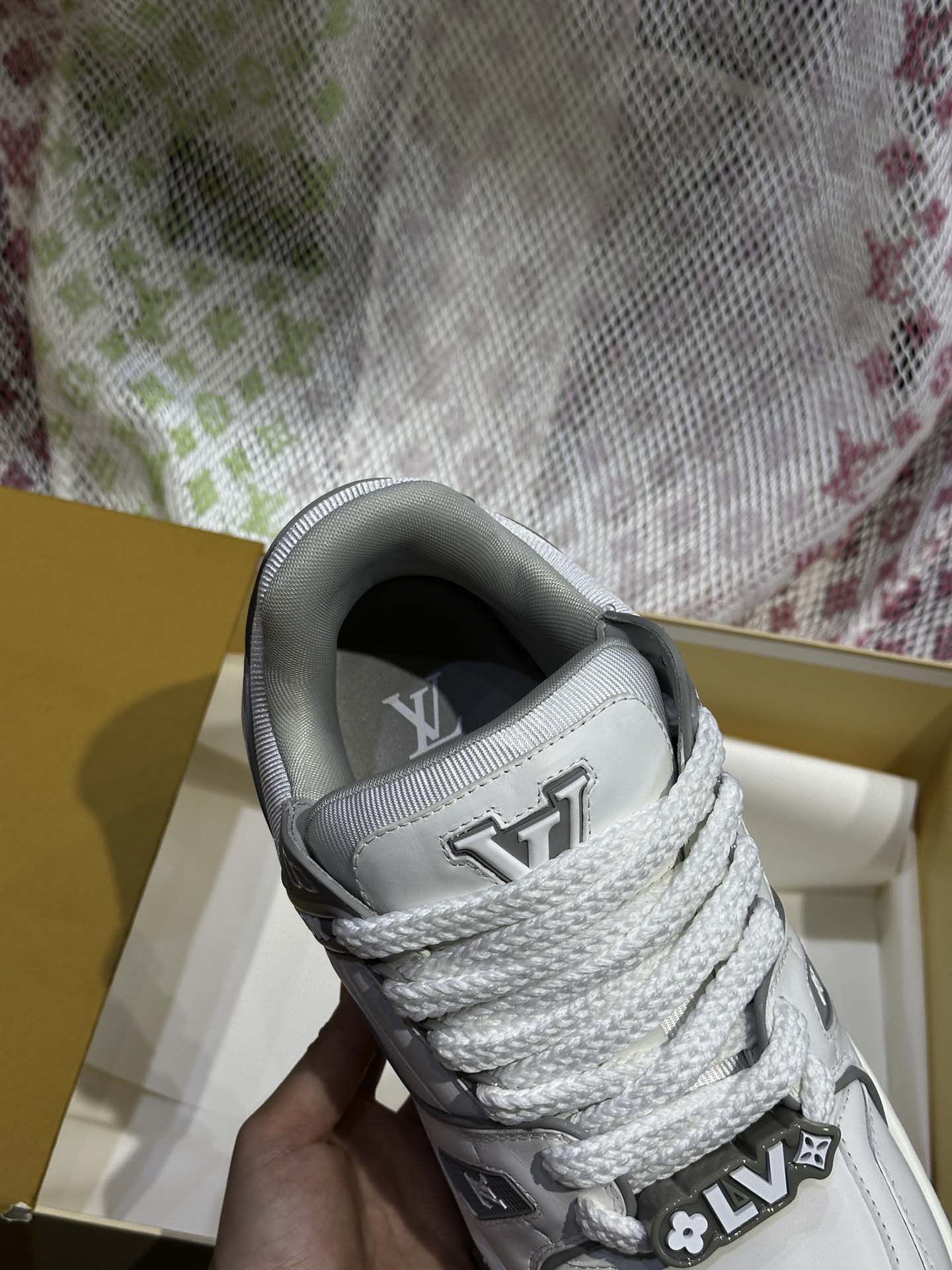 Giày Louis Vuitton LV Trainer Maxi Calf Leather Grey Best Quality