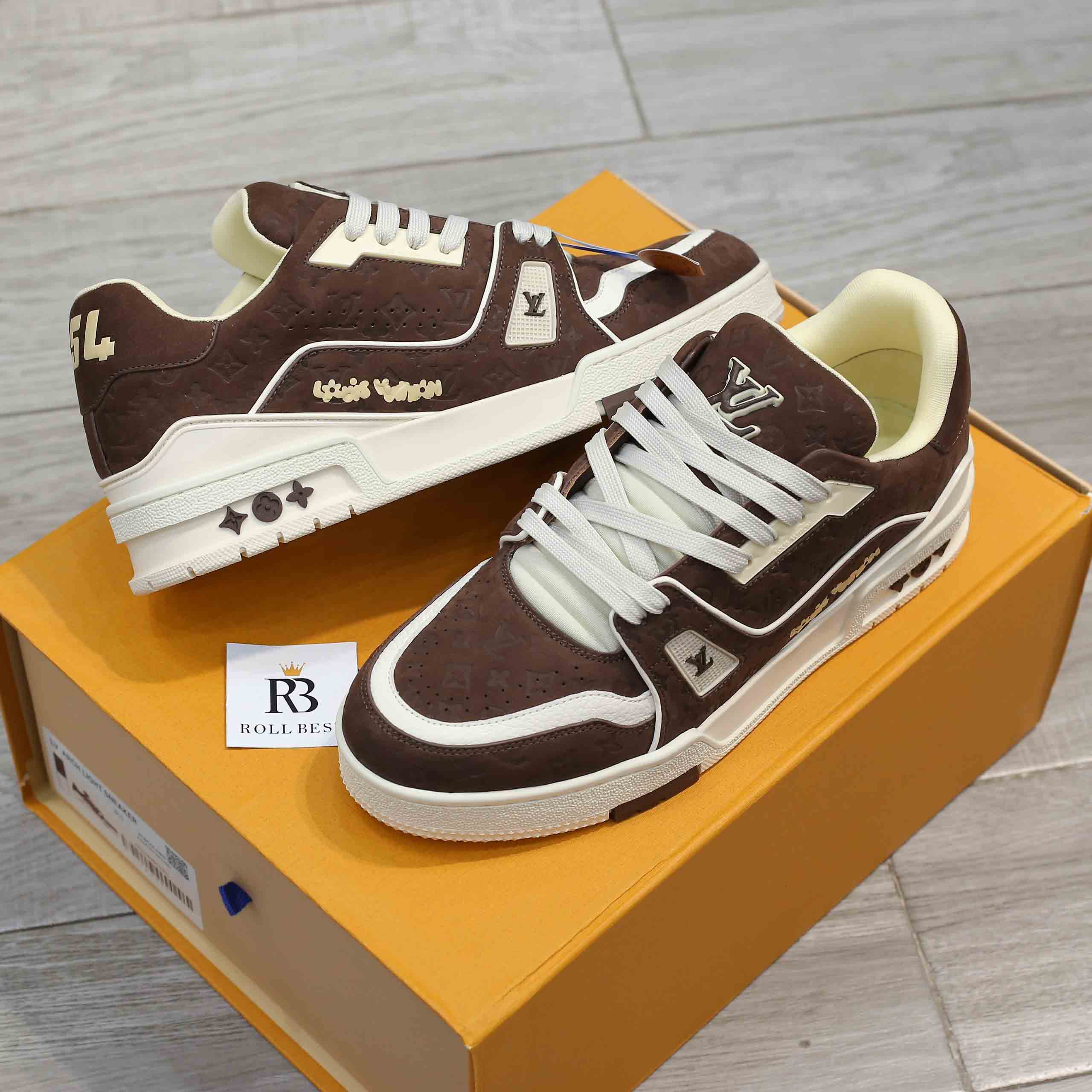 Giày Louis Vuitton LV Trainer Maxi Calf Leather Yellow Best Quality