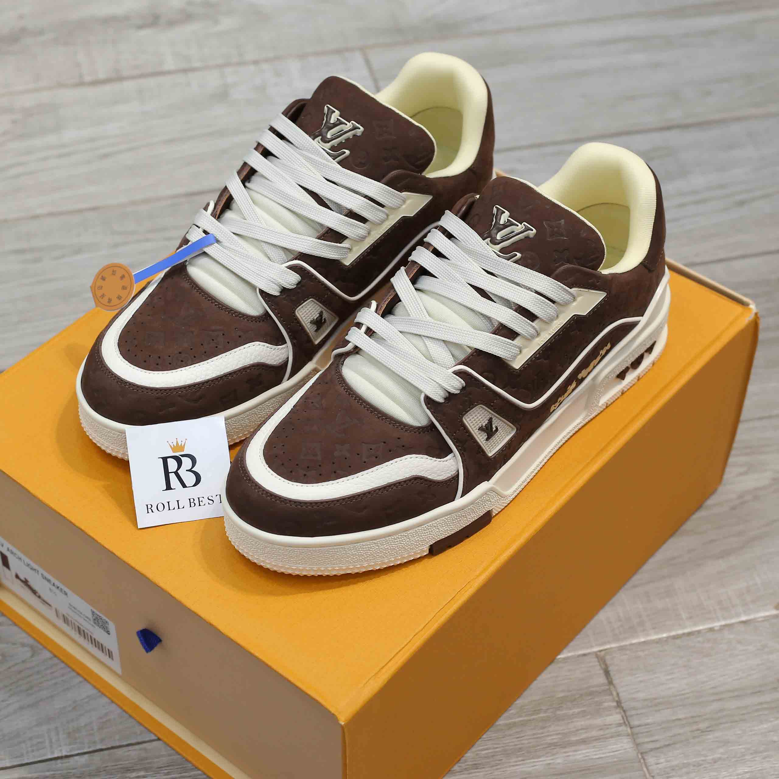 Giày Louis Vuitton LV Trainer Maxi Calf Leather Yellow Best Quality