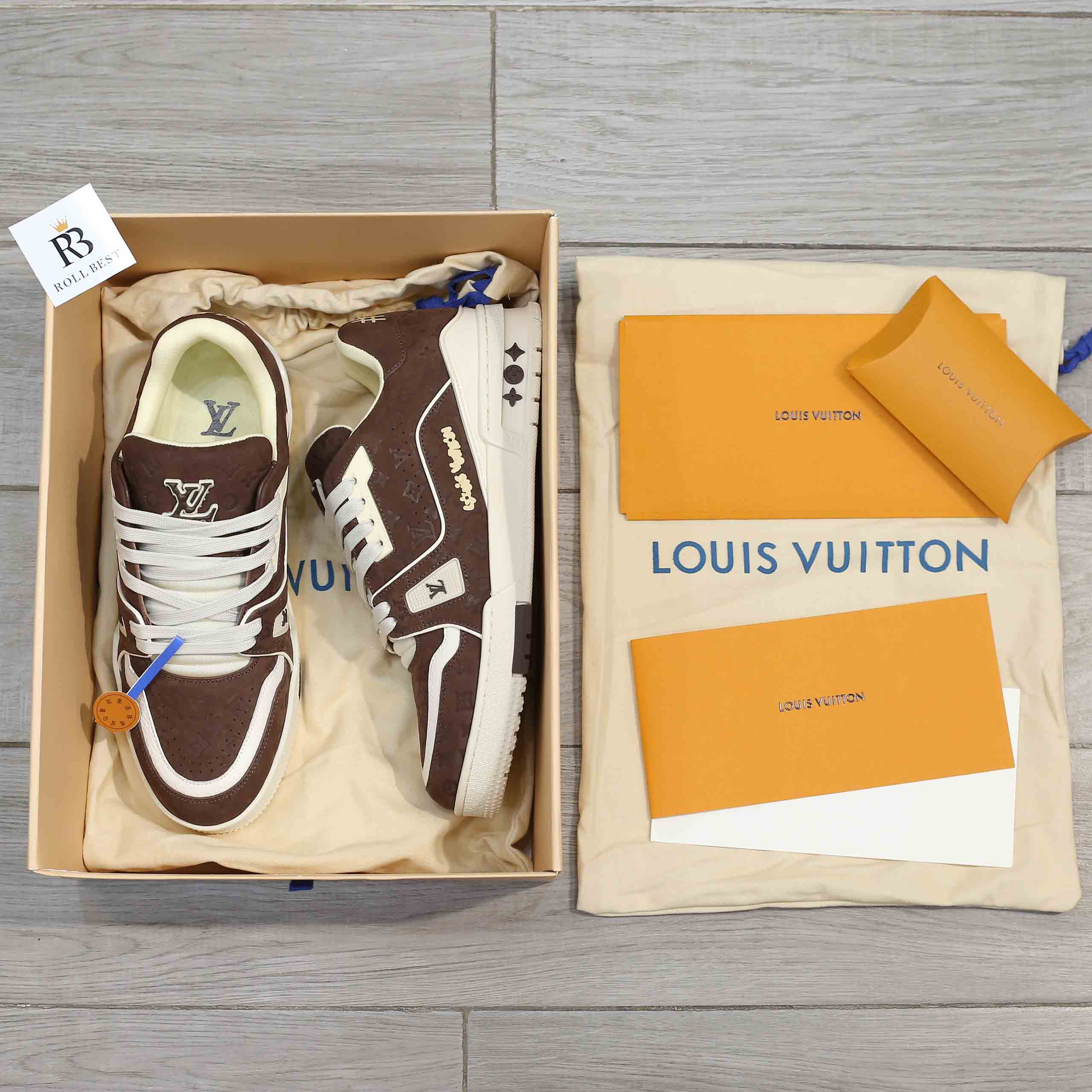 Giày Louis Vuitton LV Trainer Maxi Calf Leather Yellow Best Quality