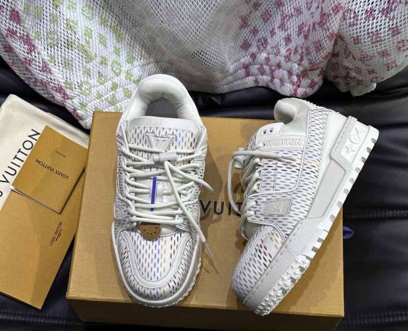 Giày Louis Vuitton LV Trainer Maxi Grained Beige Best Quality