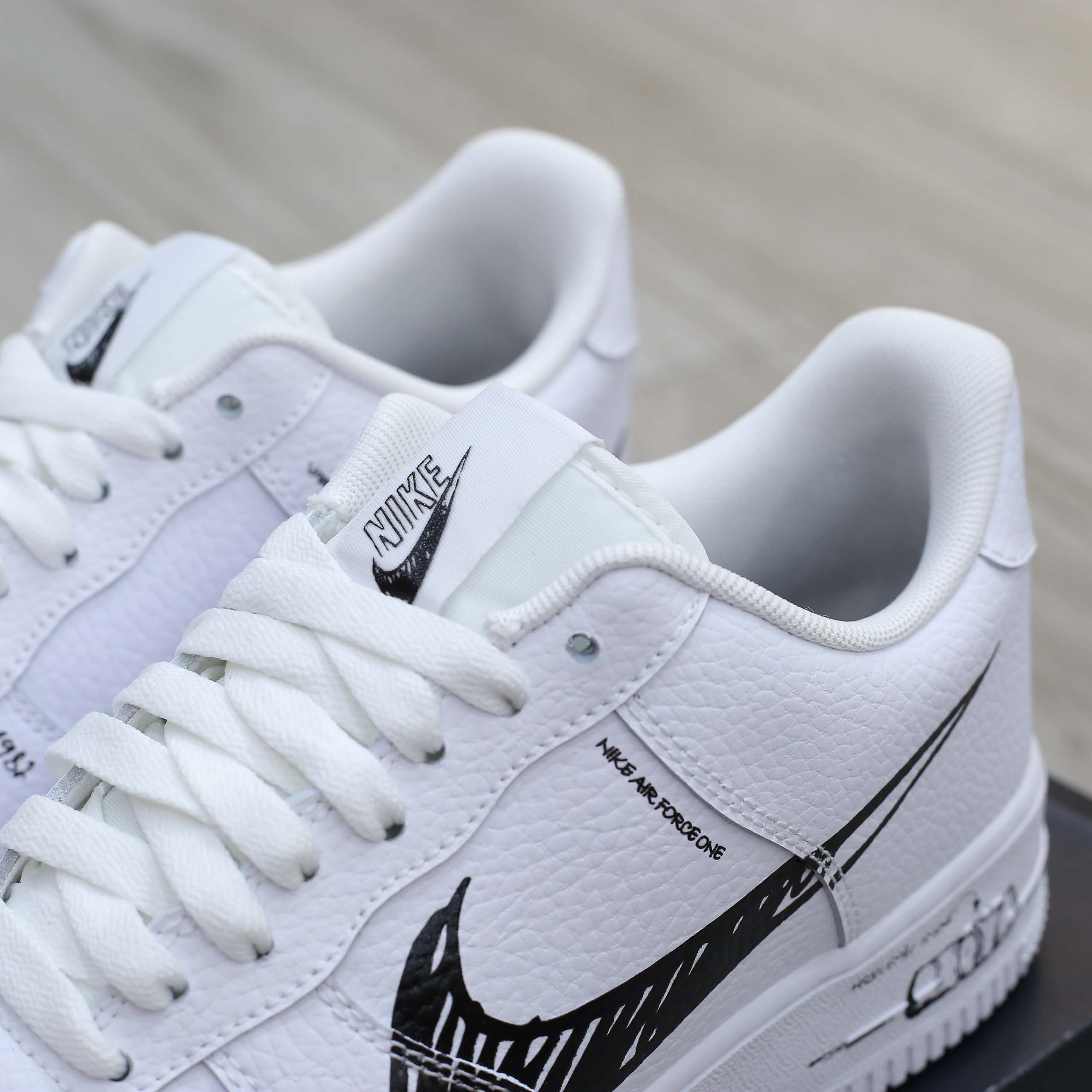 Giày Nike Air Force 1 Low GS 'Doodle Swoosh White Black Best Quality